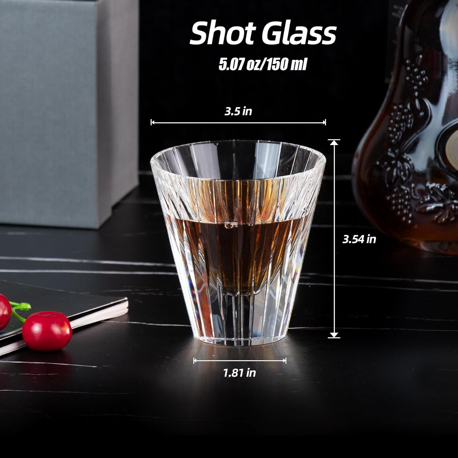 KAMMAK whiskey glasses set of 2, 5.07 oz (150 ml) hand-blown lead-free crystal tumbler with thick base