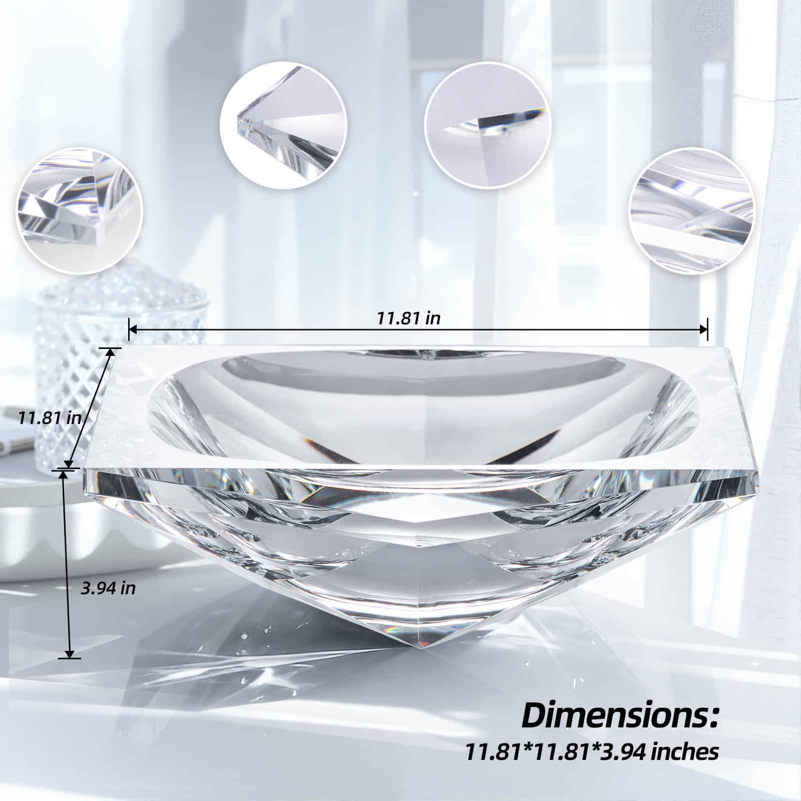 KAMMAK crystal fruit bowl - handcrafted cut-glass serving bowl with sculptural silhouette