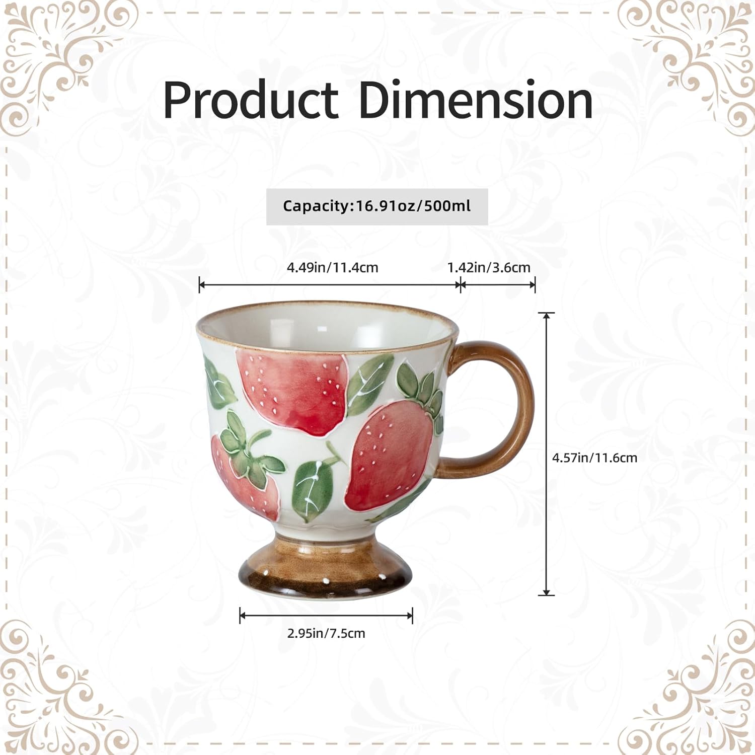 KAMMAK hand-painted vintage ceramic mug for coffee and tea