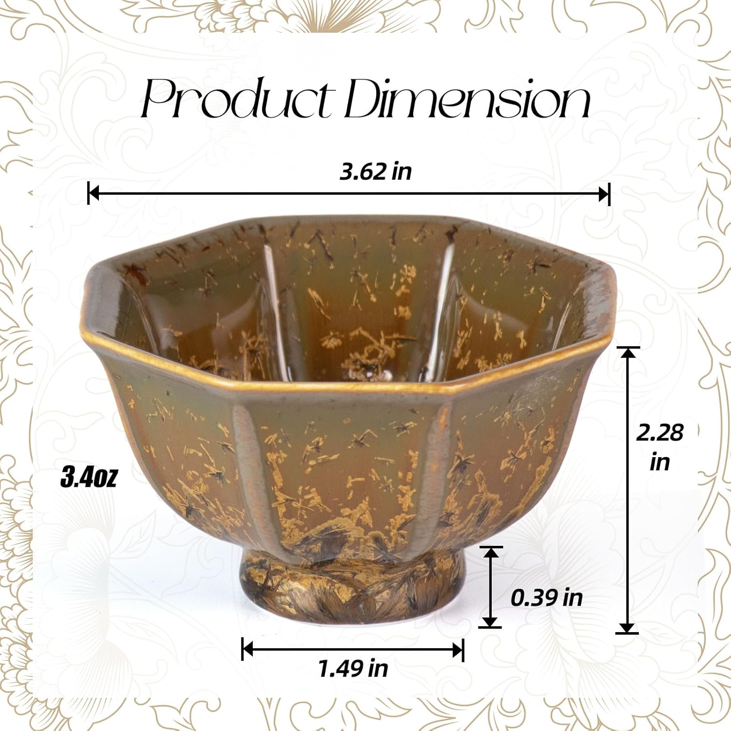 KAMMAK vintage crystalline glaze ceramic tea and coffee cups set of 2 - unique crystal glaze finish