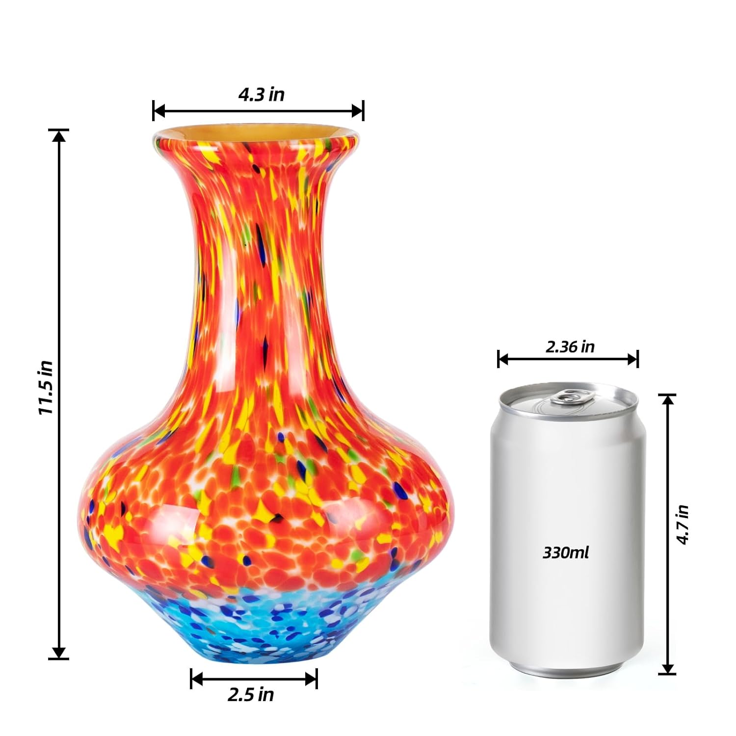 KAMMAK colored hand-blown glass vase - modern decorative art vase