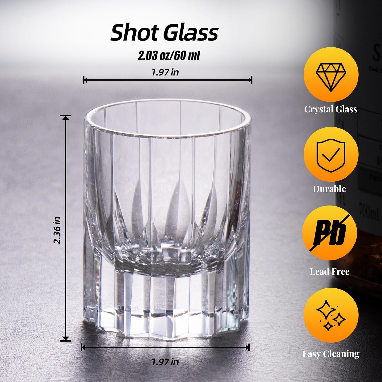 KAMMAK crystal whiskey glasses set of 2 - handcrafted 20.3oz old fashioned tumblers