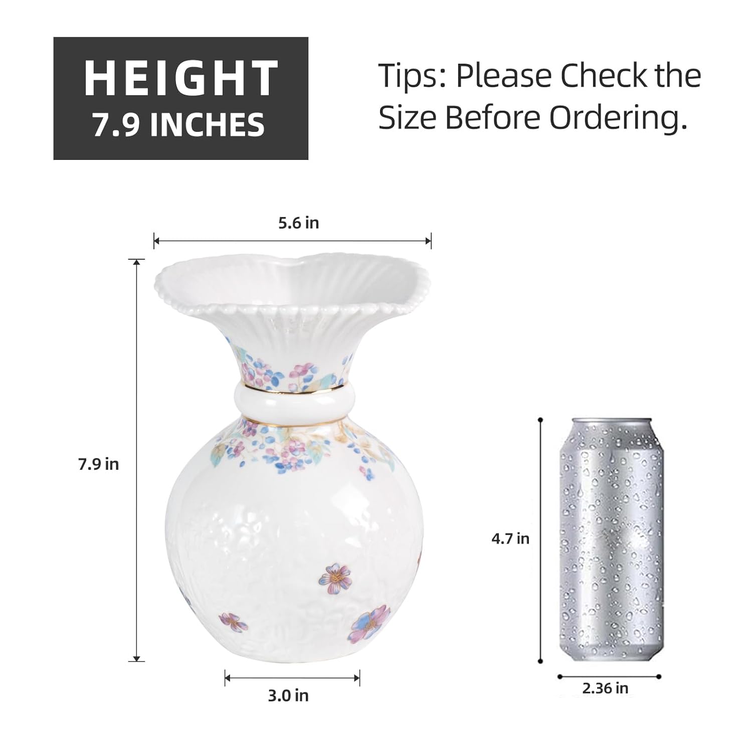 KAMMAK white ceramic butterfly vase - hand-painted florals with 3D relief minimalist decorative flower vase