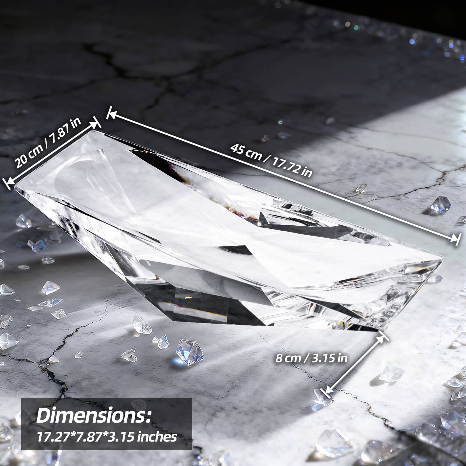 KAMMAK crystal fruit bowl with sculptural geometric silhouette