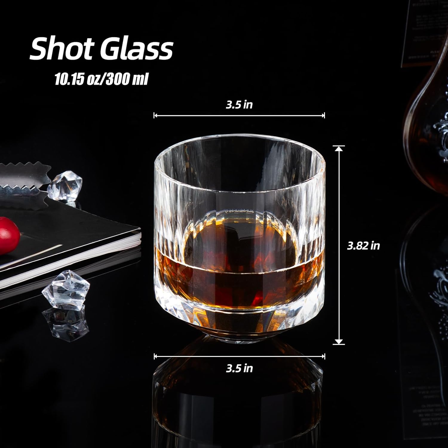 KAMMAK crystal whiskey glasses set of 2 with clear modern tumbler design