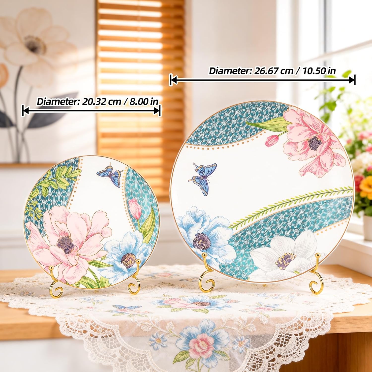 KAMMAK decorative ceramic plate set with vintage-inspired porcelain artistry