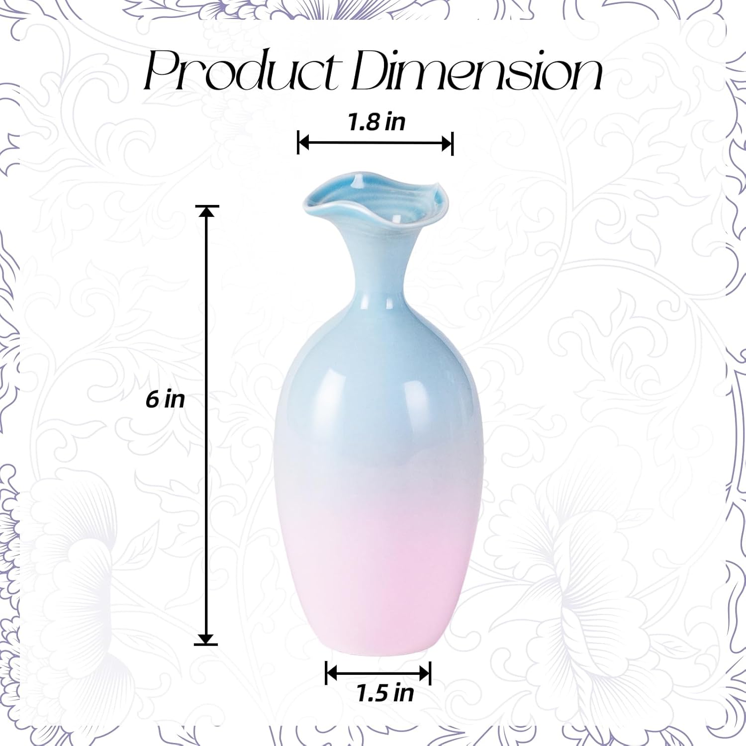 KAMMAK hand-painted colored ceramic decorative vase for tabletops, bookshelves, entryways, and artistic home styling