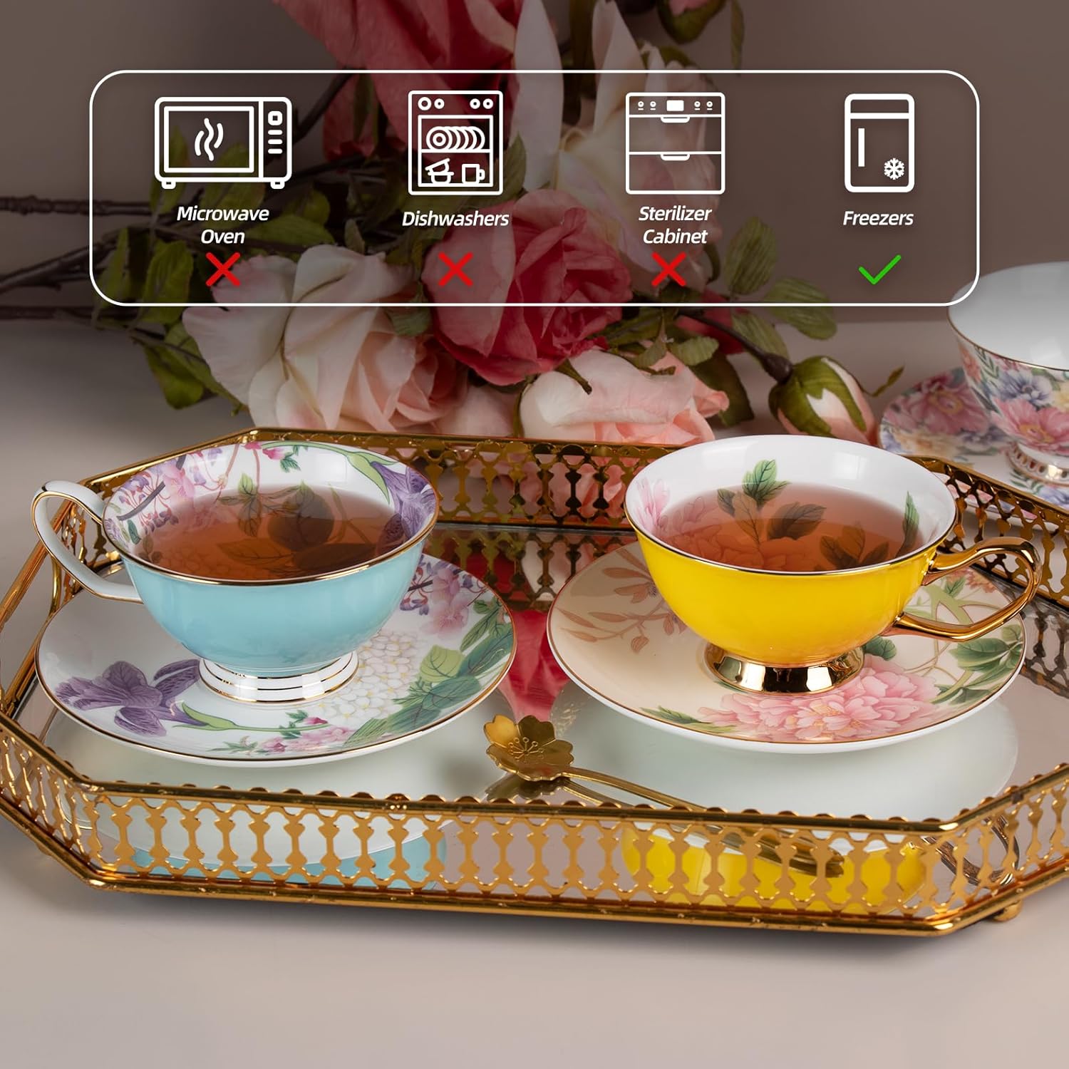 KAMMAK bone china cup and saucer set detail image 1