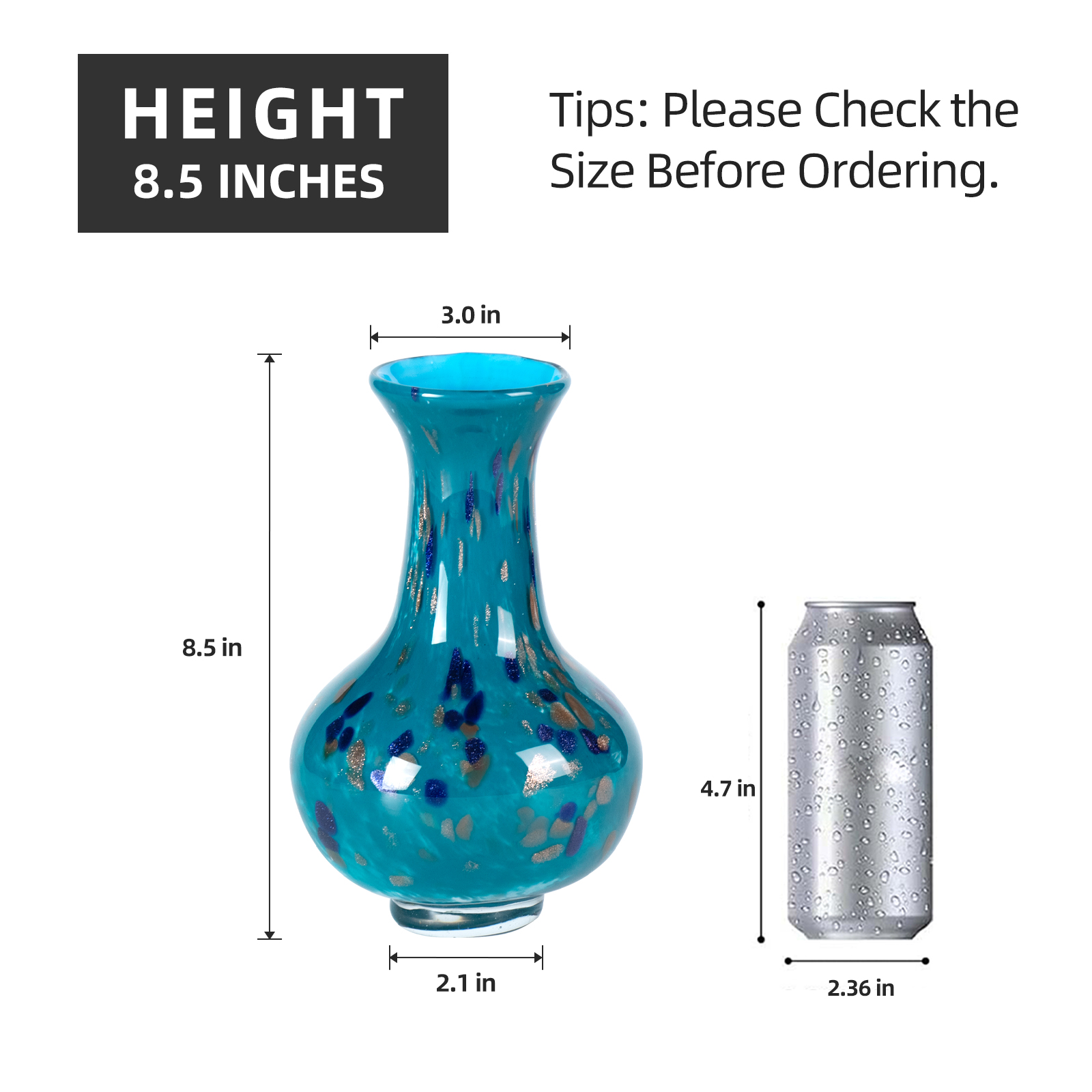 colorful hand blown glass vase home decor