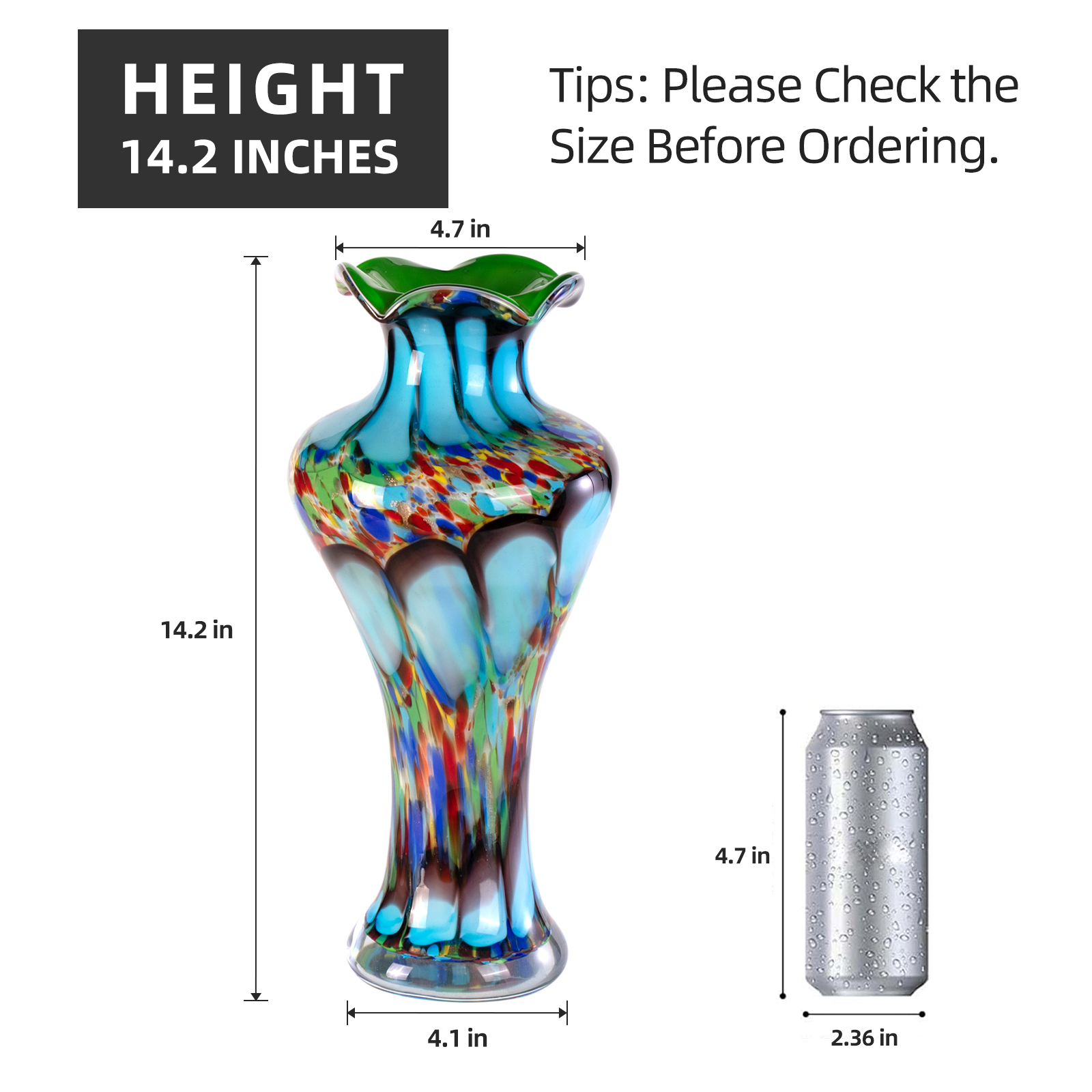 KAMMAK colored hand-blown glass flower vase with round calibre design