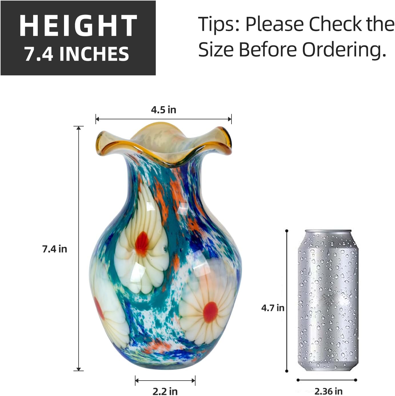KAMMAK colorful hand-blown decorative glass vase