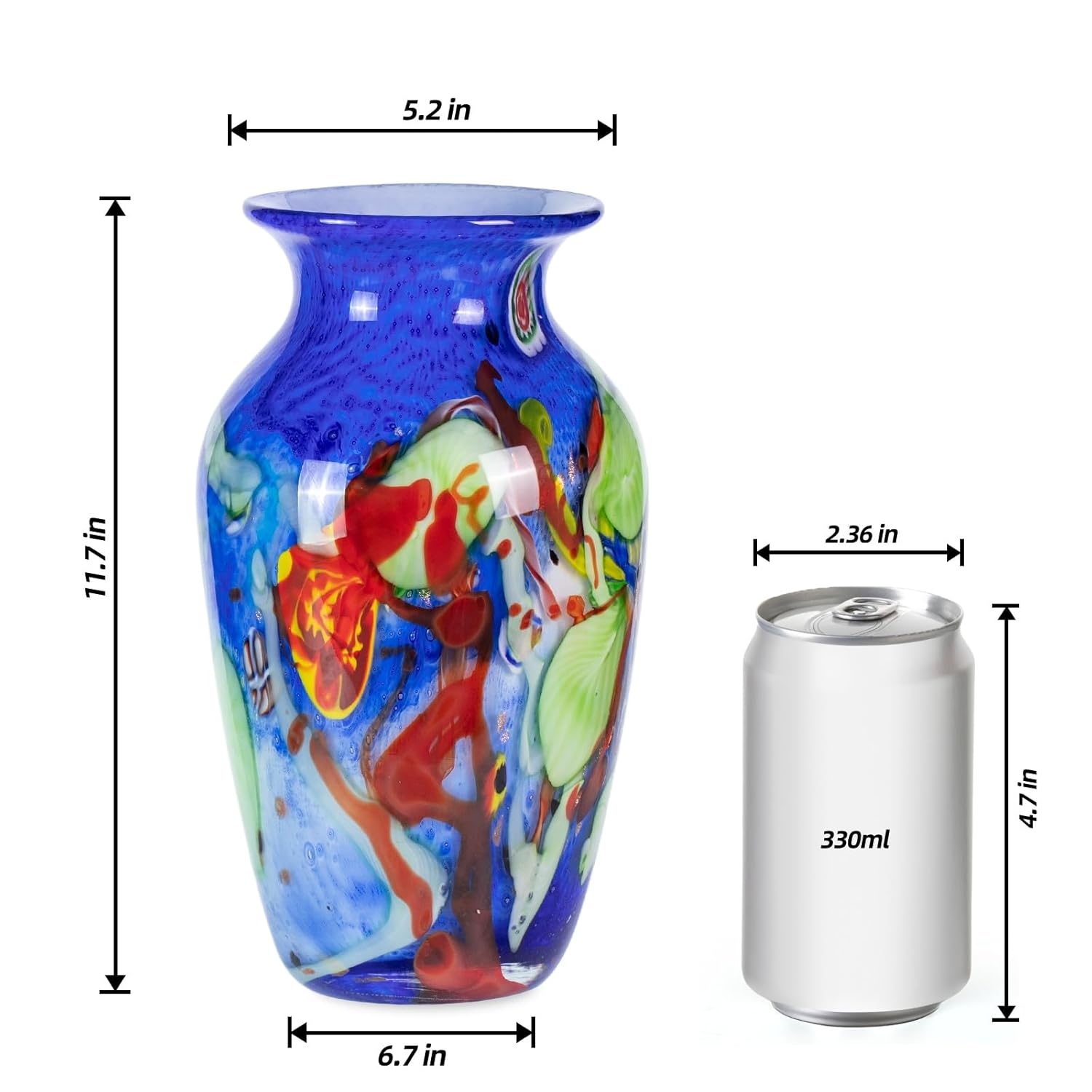 KAMMAK colored glass flower vase hand blown decorative vase