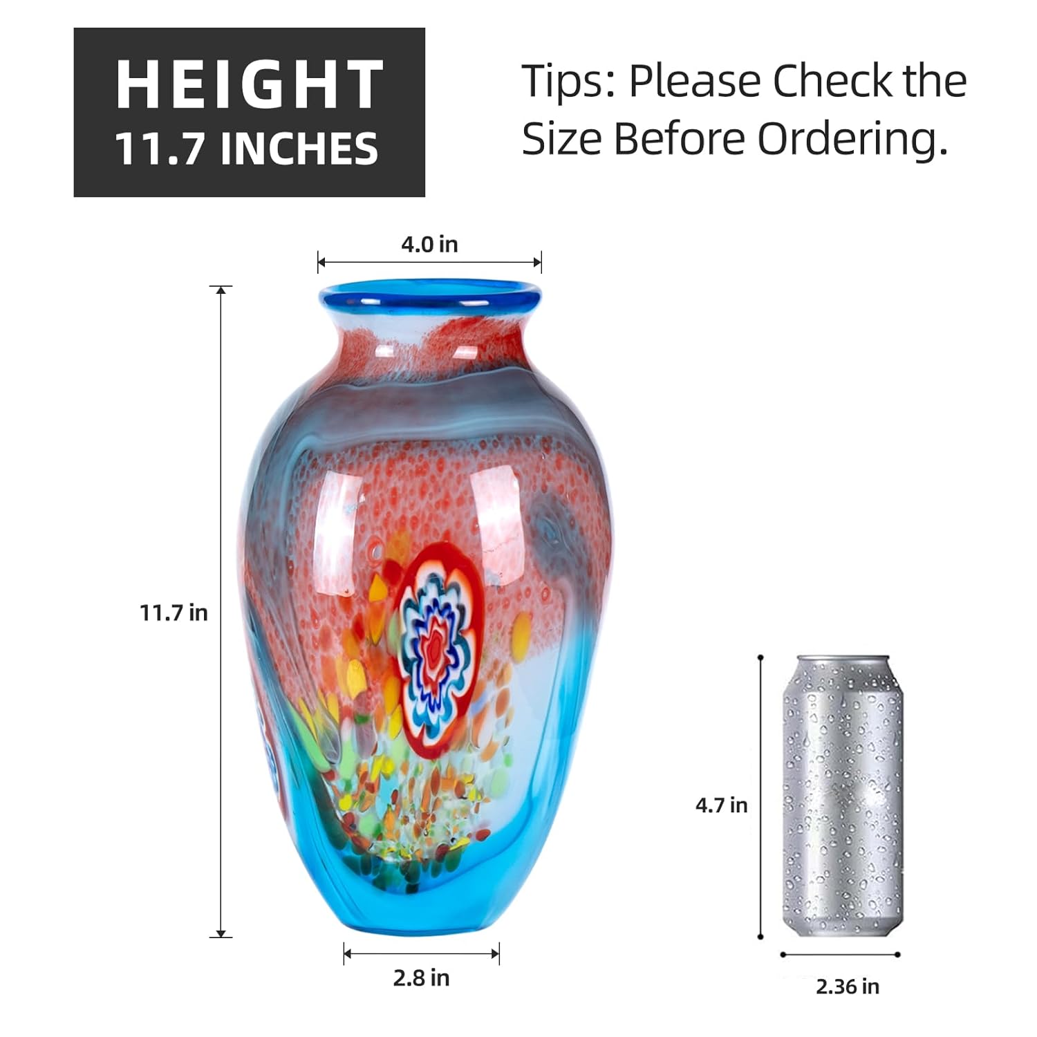 KAMMAK colored hand-blown glass flower vase with round calibre design