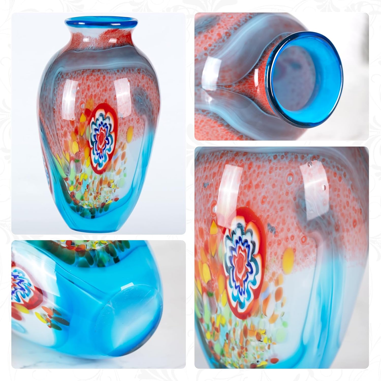 KAMMAK hand-blown glass flower vase - round mouth detail image 3
