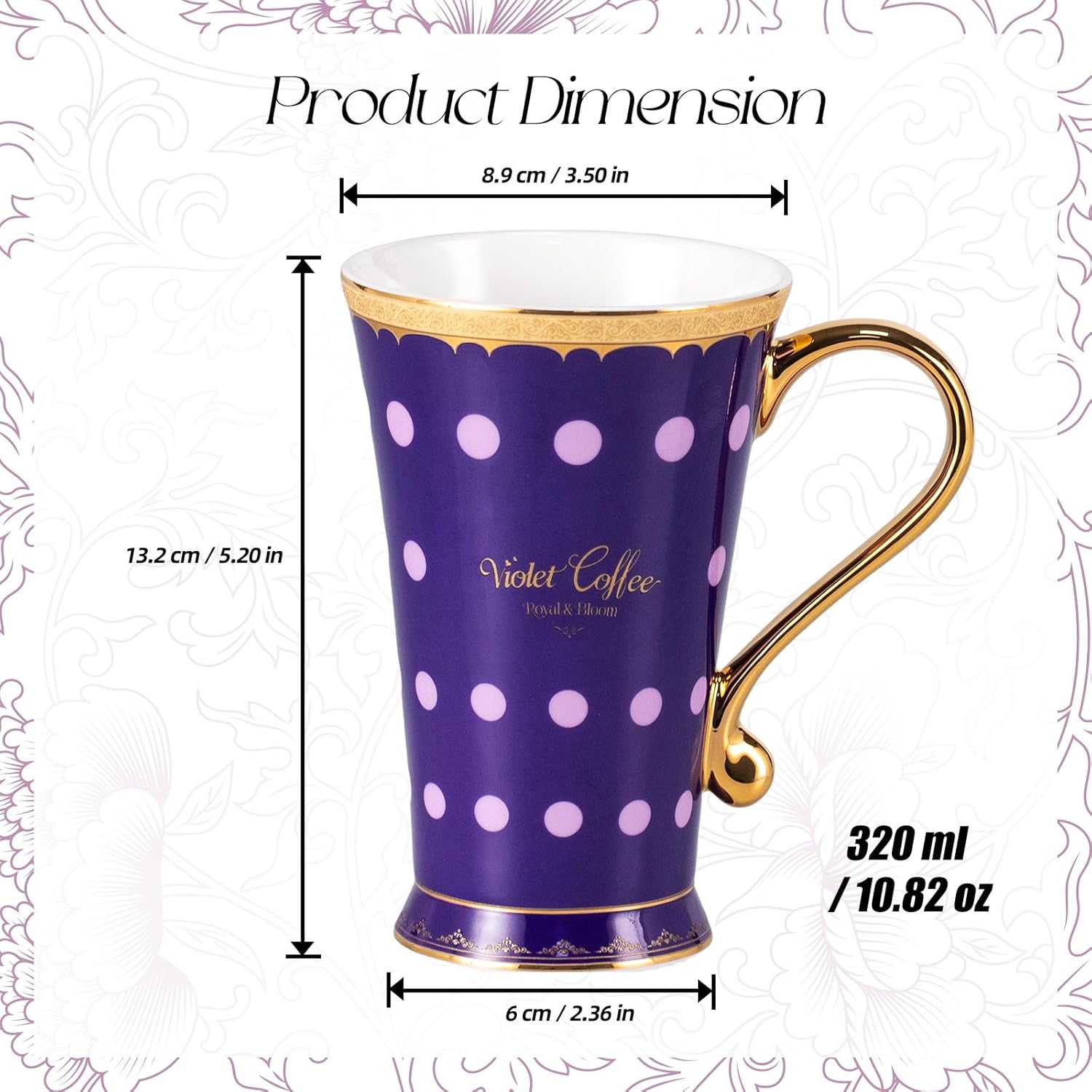 KAMMAK bone china mug with hand-applied gold detailing