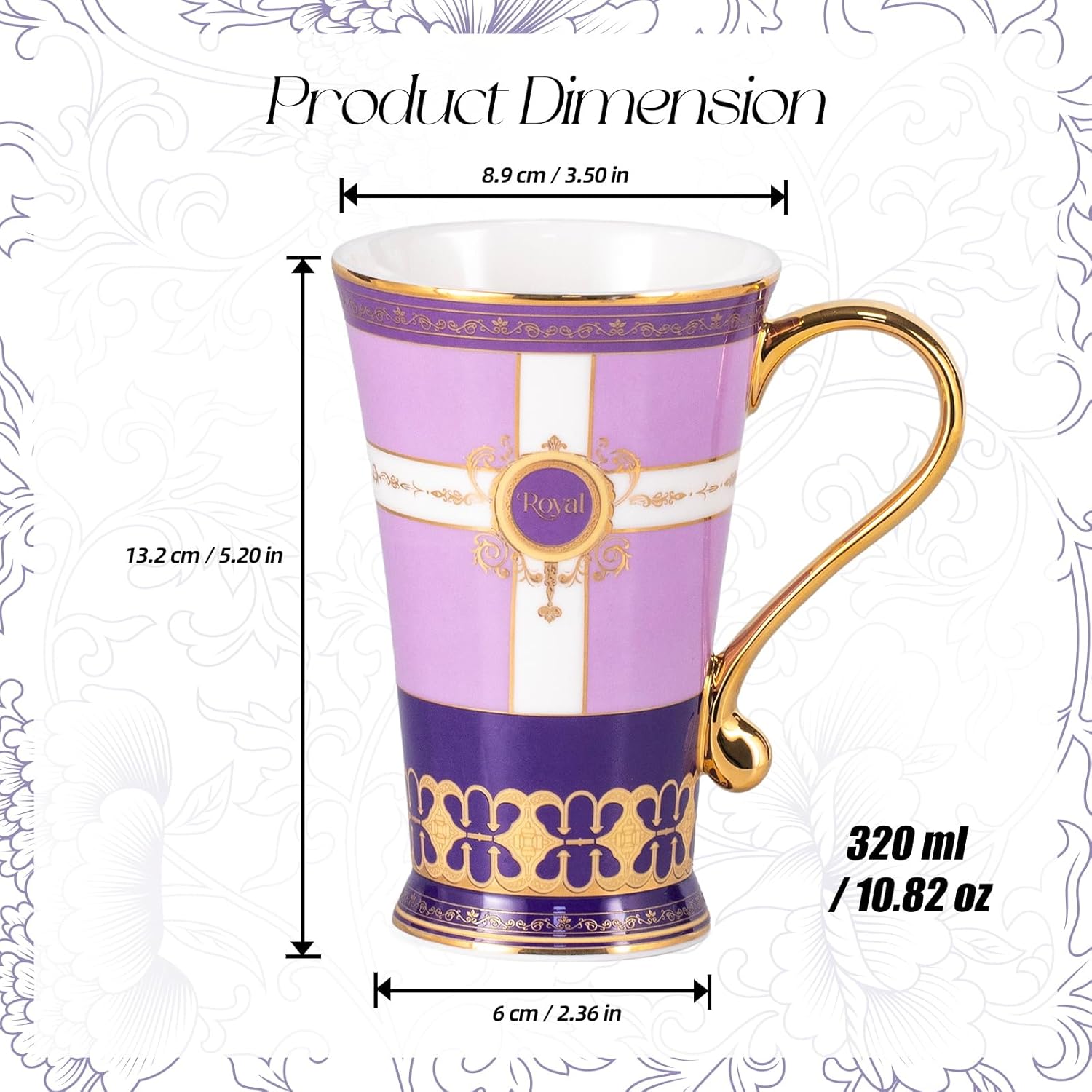 KAMMAK bone china mug with hand-applied gold detailing