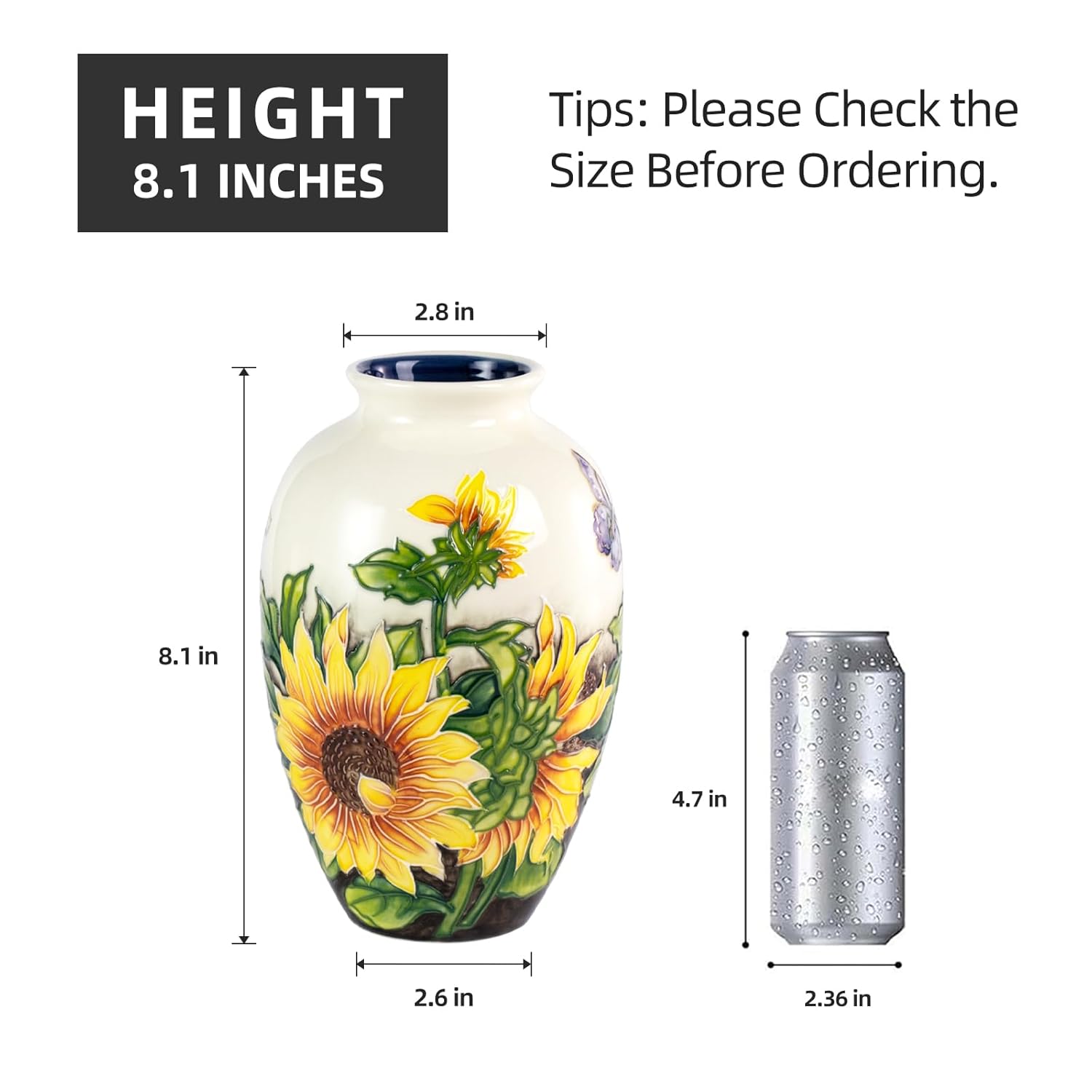 KAMMAK colored ceramic vase - hand painted decorative ceramic vase with embossed floral details