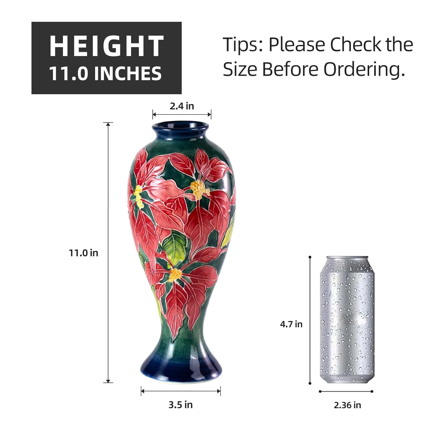 KAMMAK hand-painted ceramic vase with embossed floral details