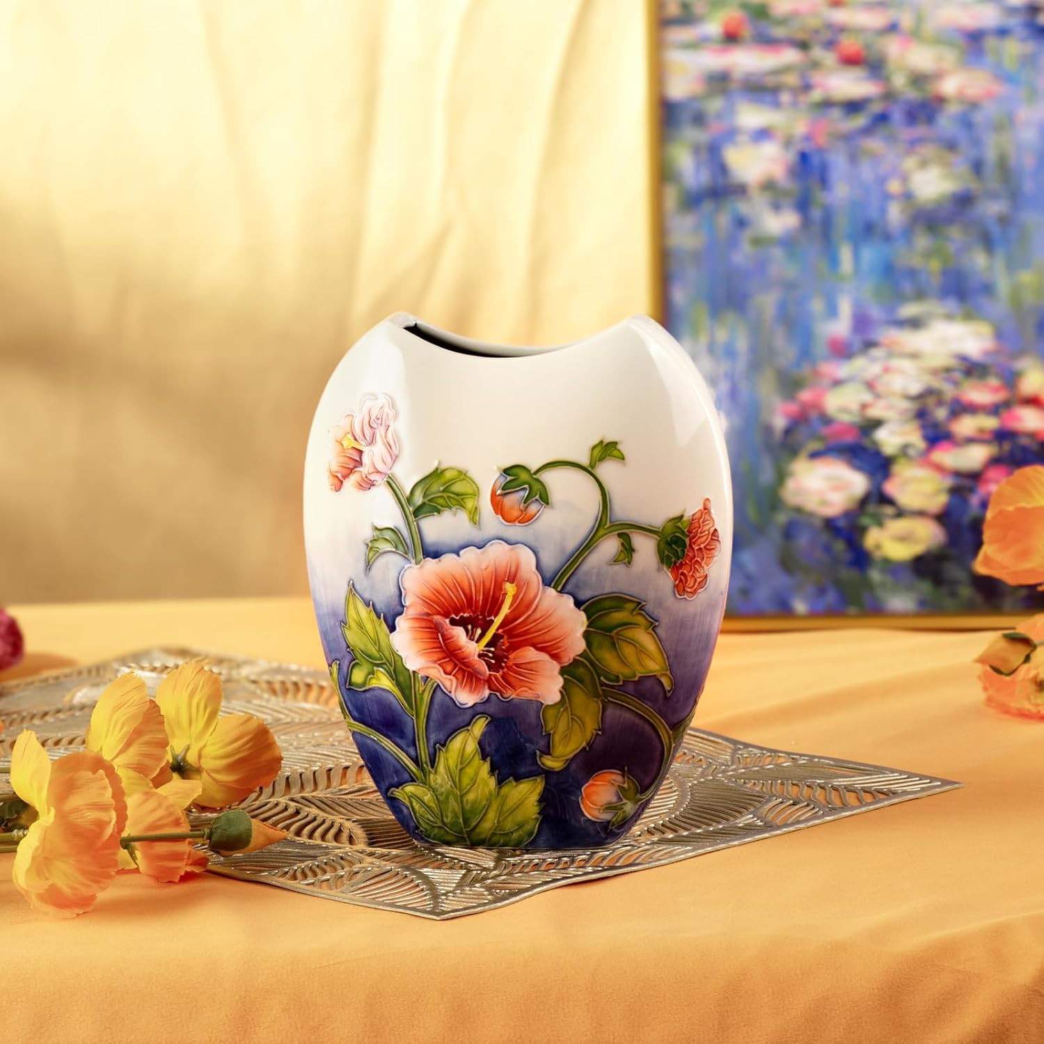 KAMMAK colored ceramic vase - embossed floral detail image 2