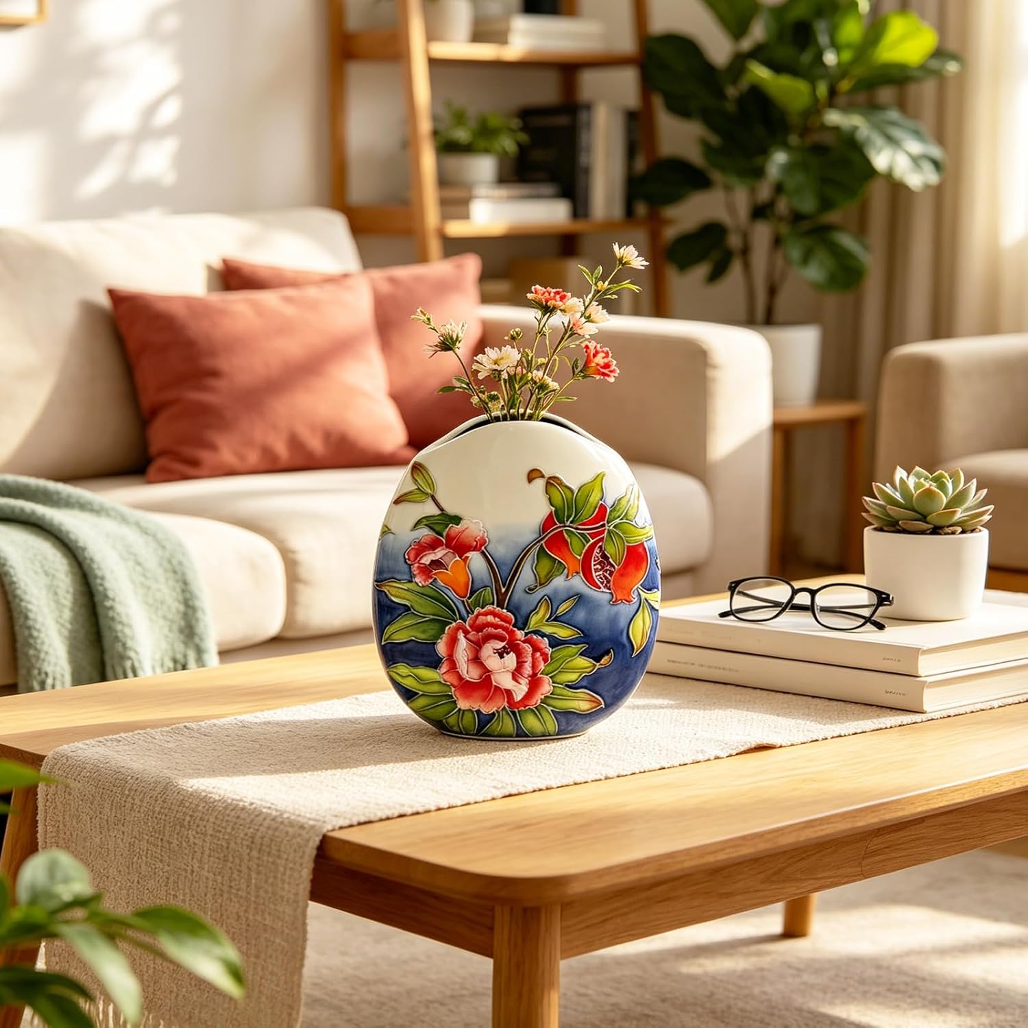 KAMMAK colored ceramic vase - embossed floral detail image 2