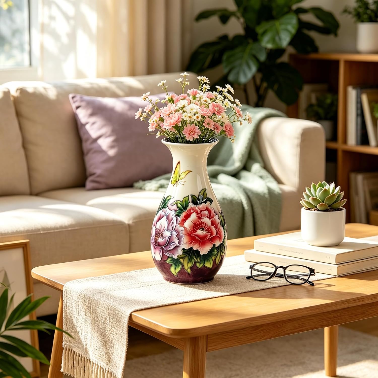 KAMMAK colored ceramic vase - embossed floral detail image 2