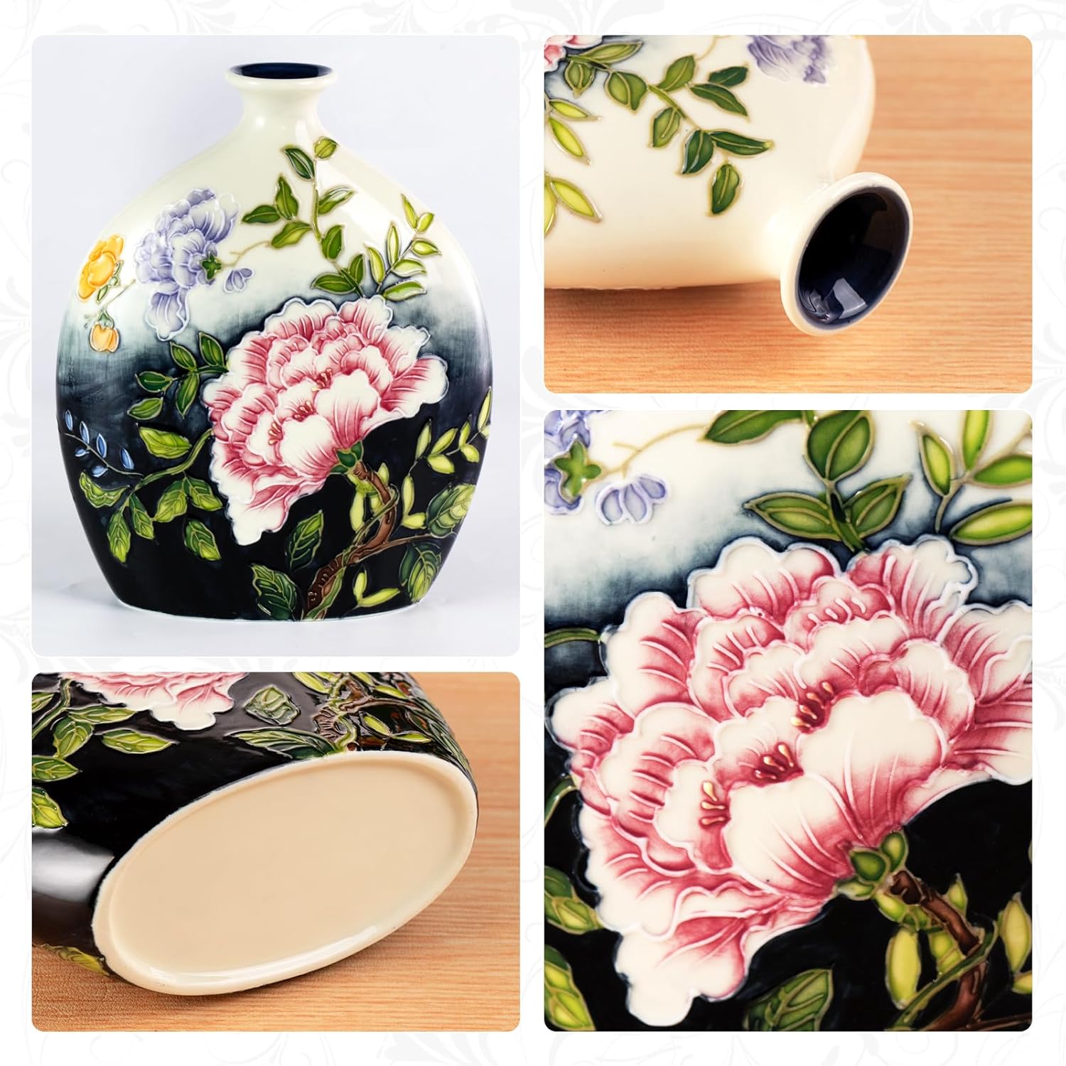 KAMMAK colored ceramic vase - hand painted ceramic detail image 3