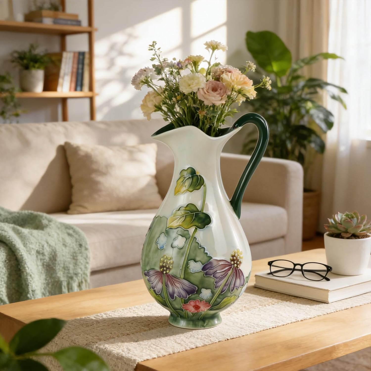 KAMMAK colored ceramic vase - embossed floral detail image 2