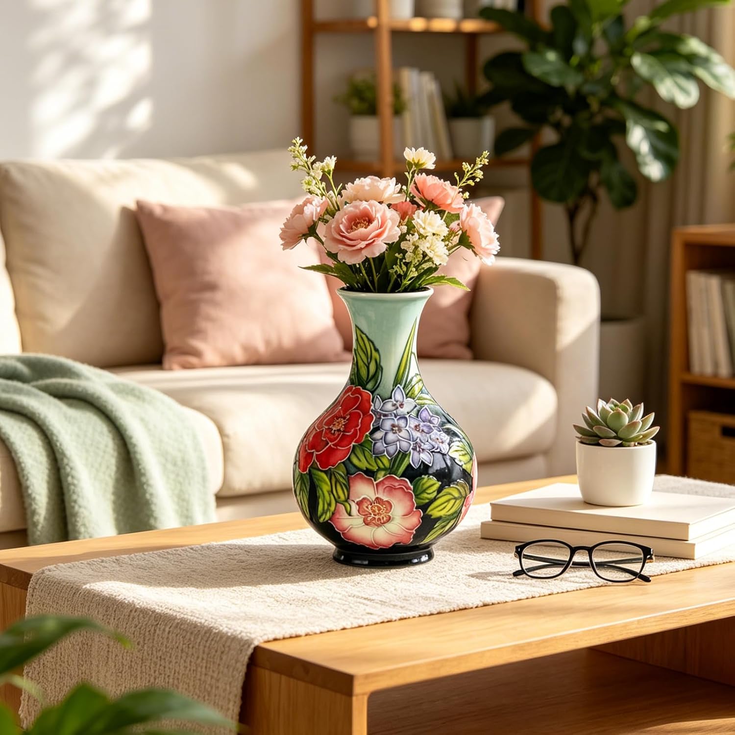 KAMMAK colored ceramic vase - embossed floral detail image 2
