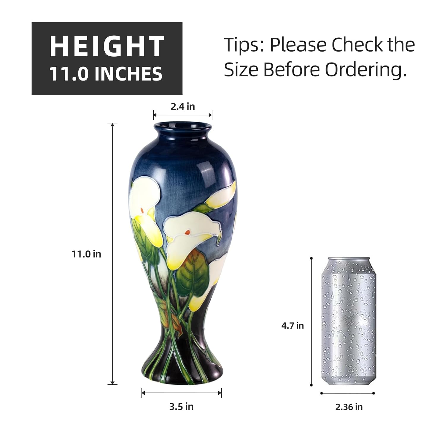 KAMMAK hand-painted ceramic vase with embossed floral details