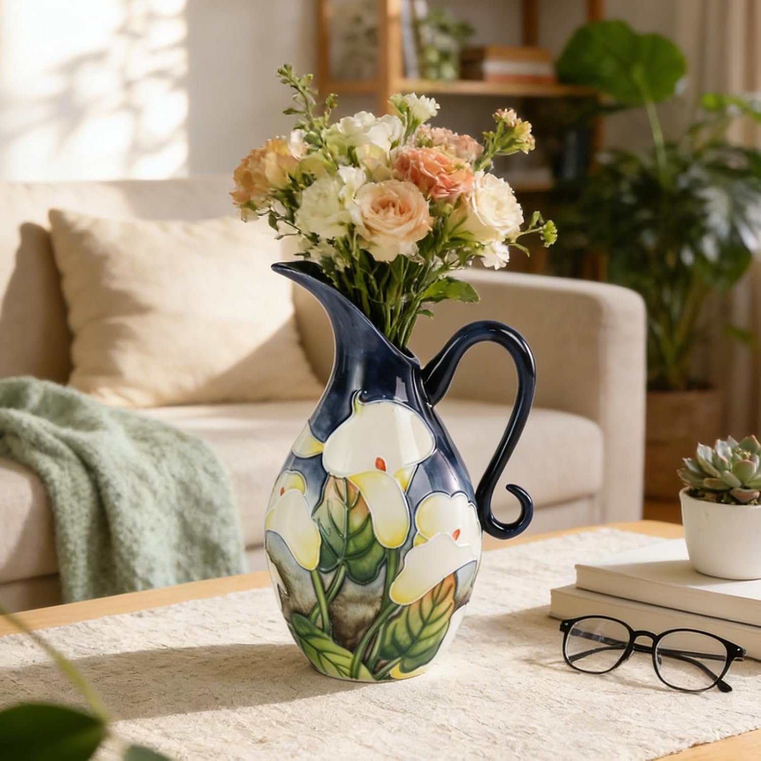 KAMMAK colored ceramic vase - embossed floral detail image 2