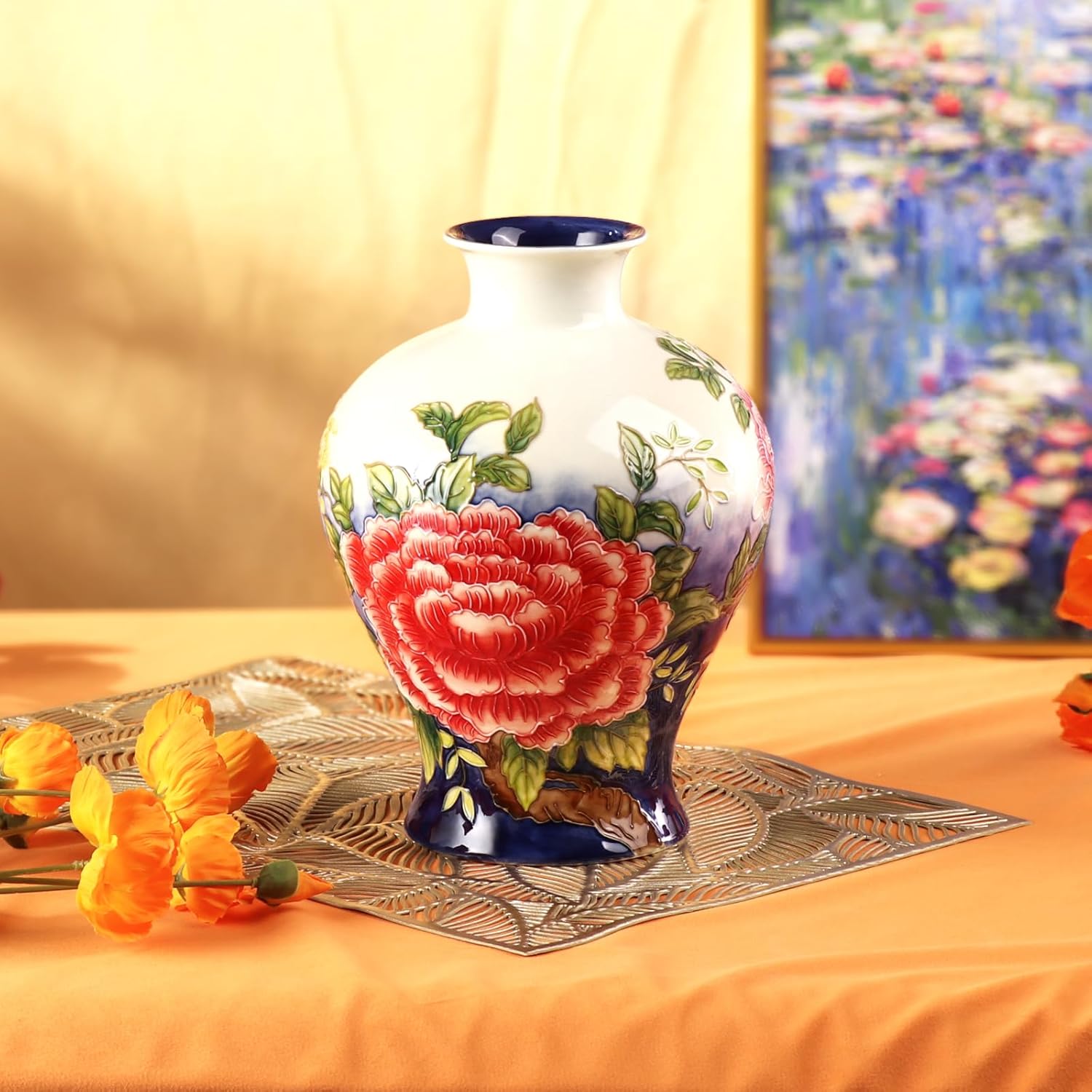 KAMMAK colored hand blown glass vase - decorative display image 1