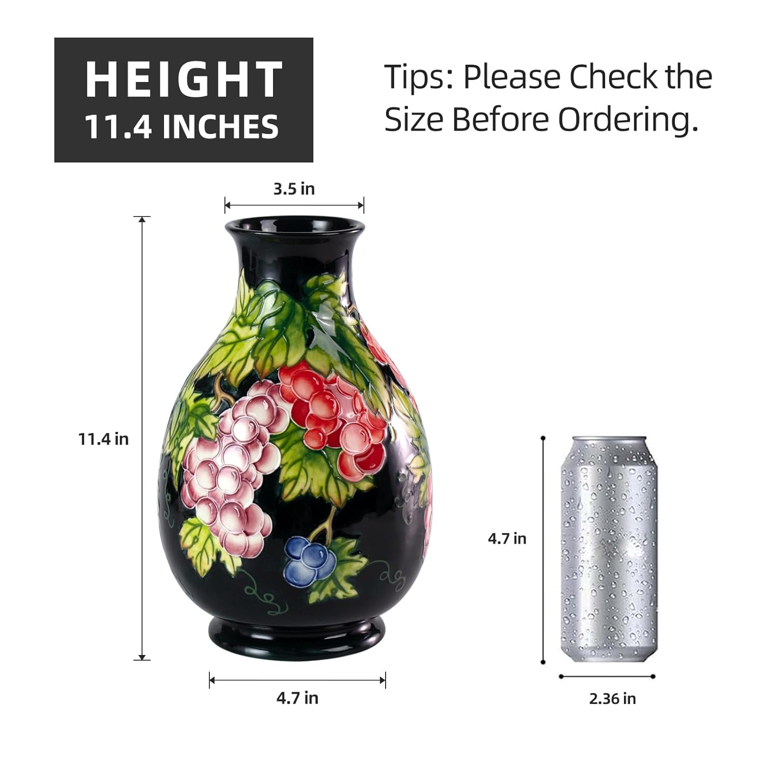 KAMMAK colored hand blown glass vase - decorative round calibre vase for flowers and home decor