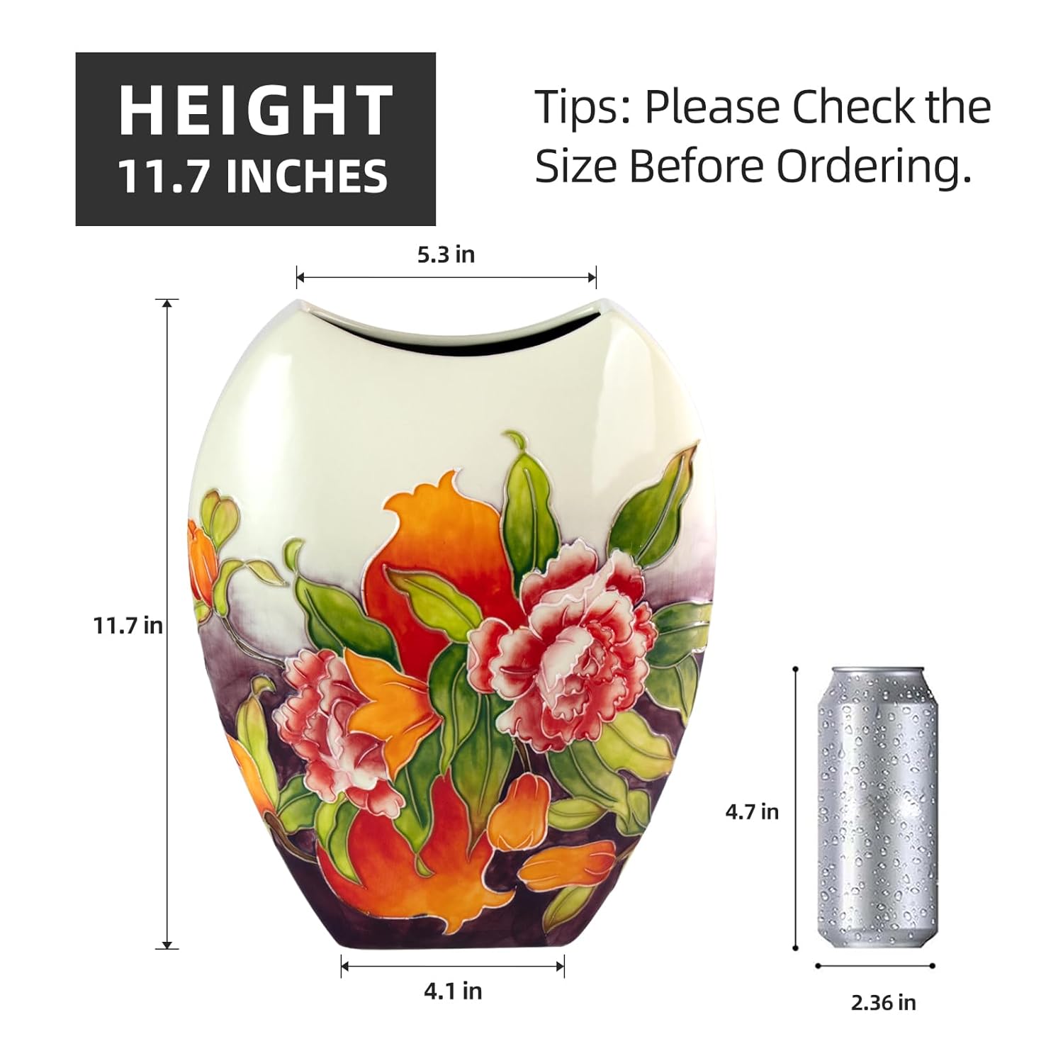 KAMMAK colored hand blown glass vase - decorative round calibre vase for flowers and home decor
