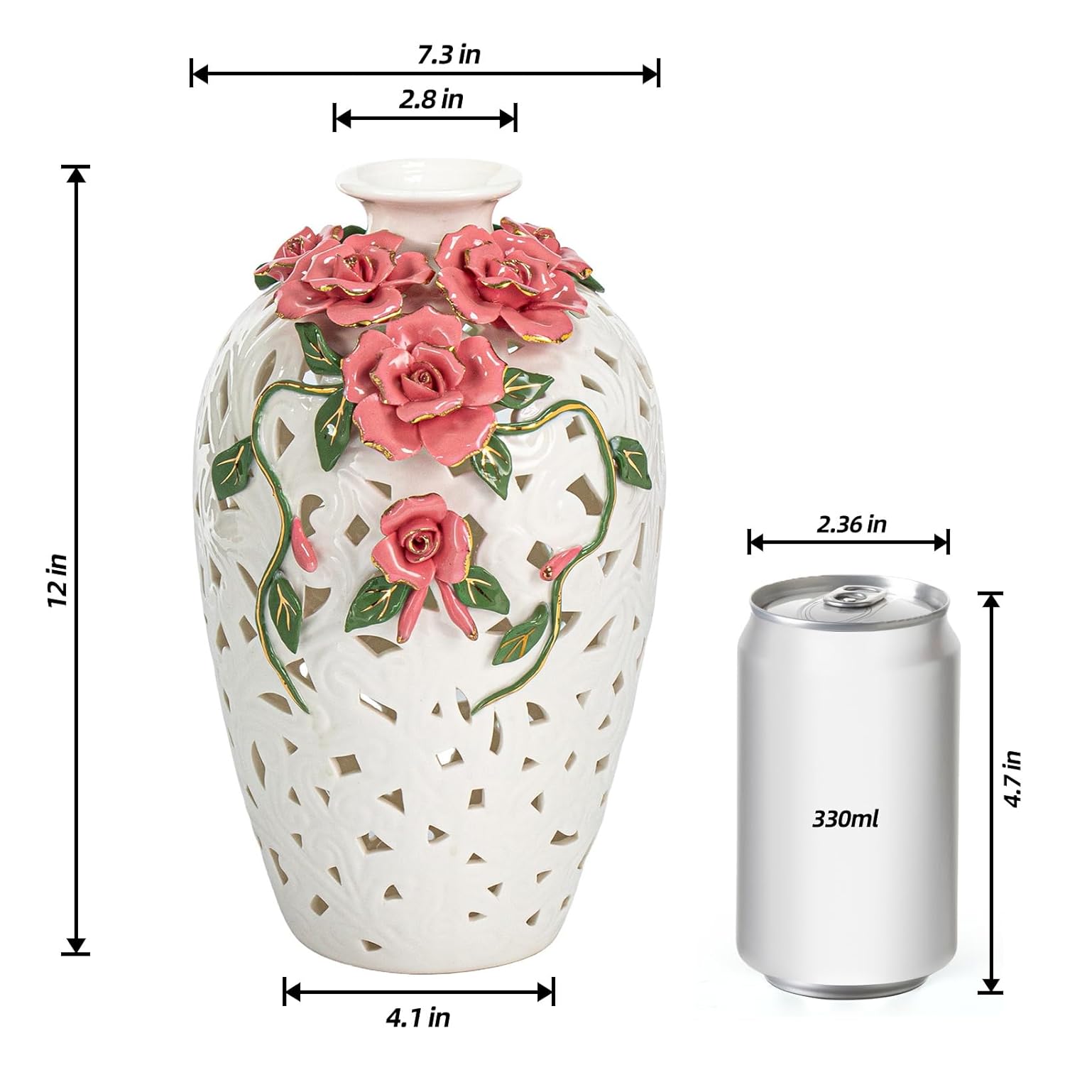 KAMMAK colored ceramic vase - hand painted decorative vase for flowers and home decor