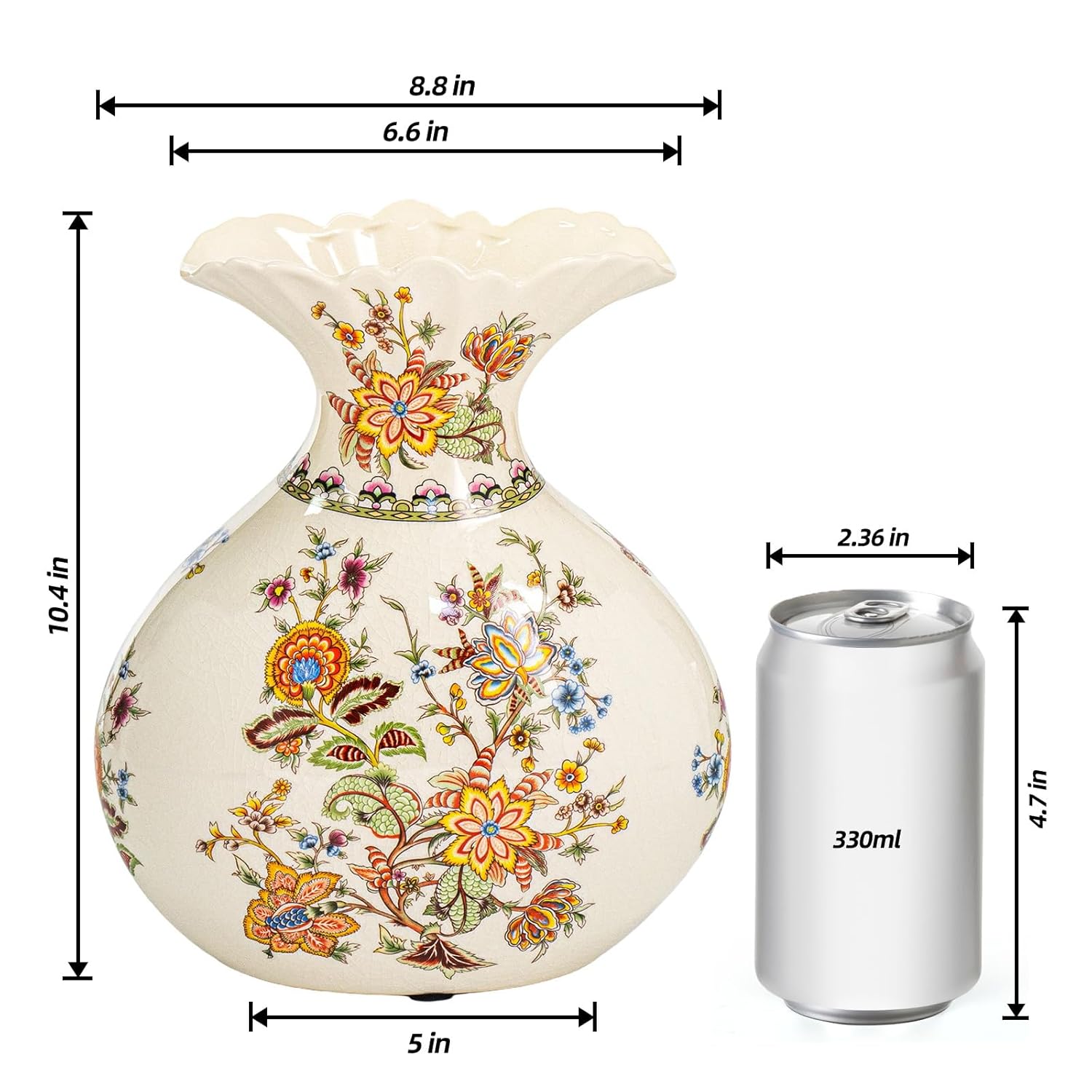 KAMMAK colorful hand blown glass vase with round wide mouth design