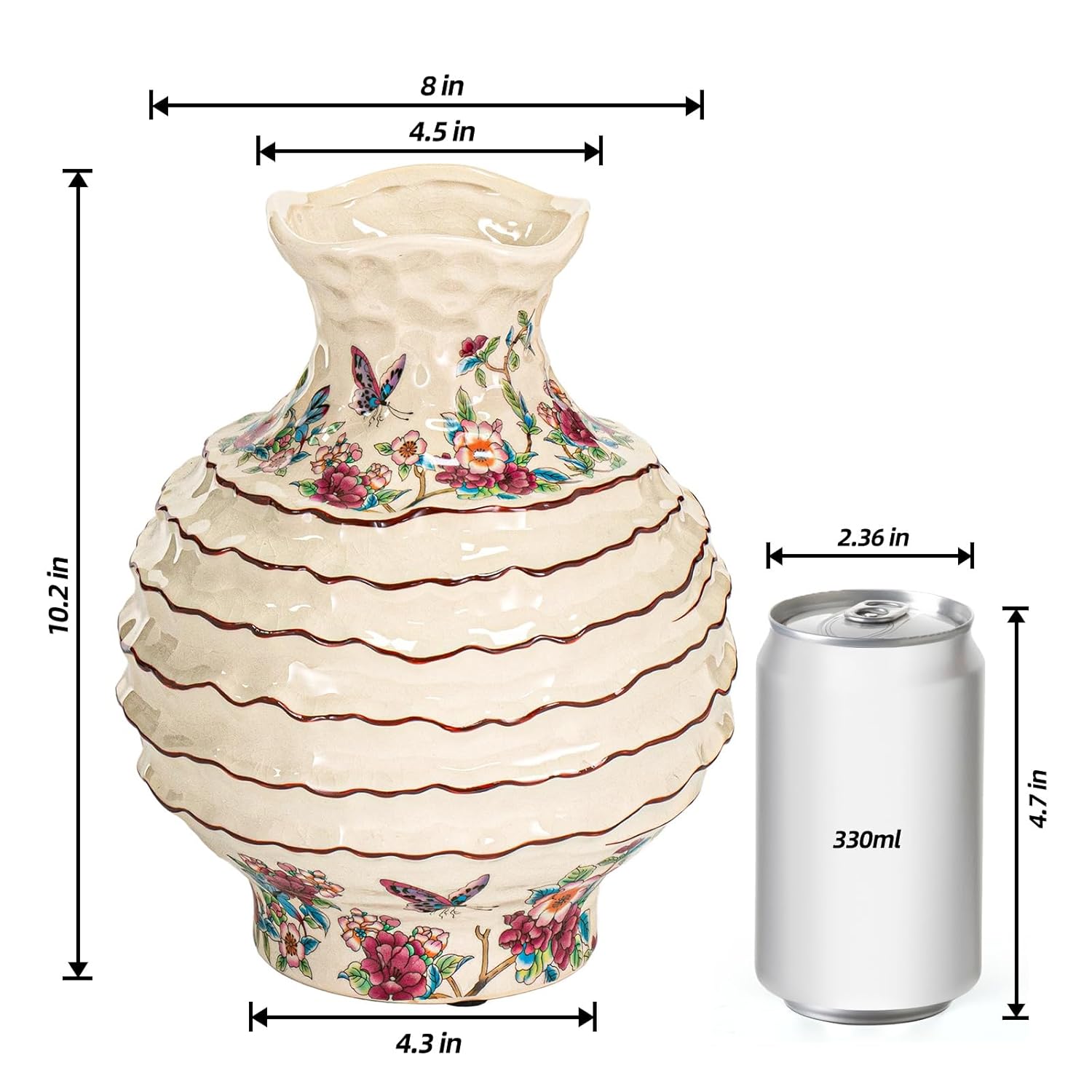 KAMMAK colorful hand blown glass vase with round wide mouth design