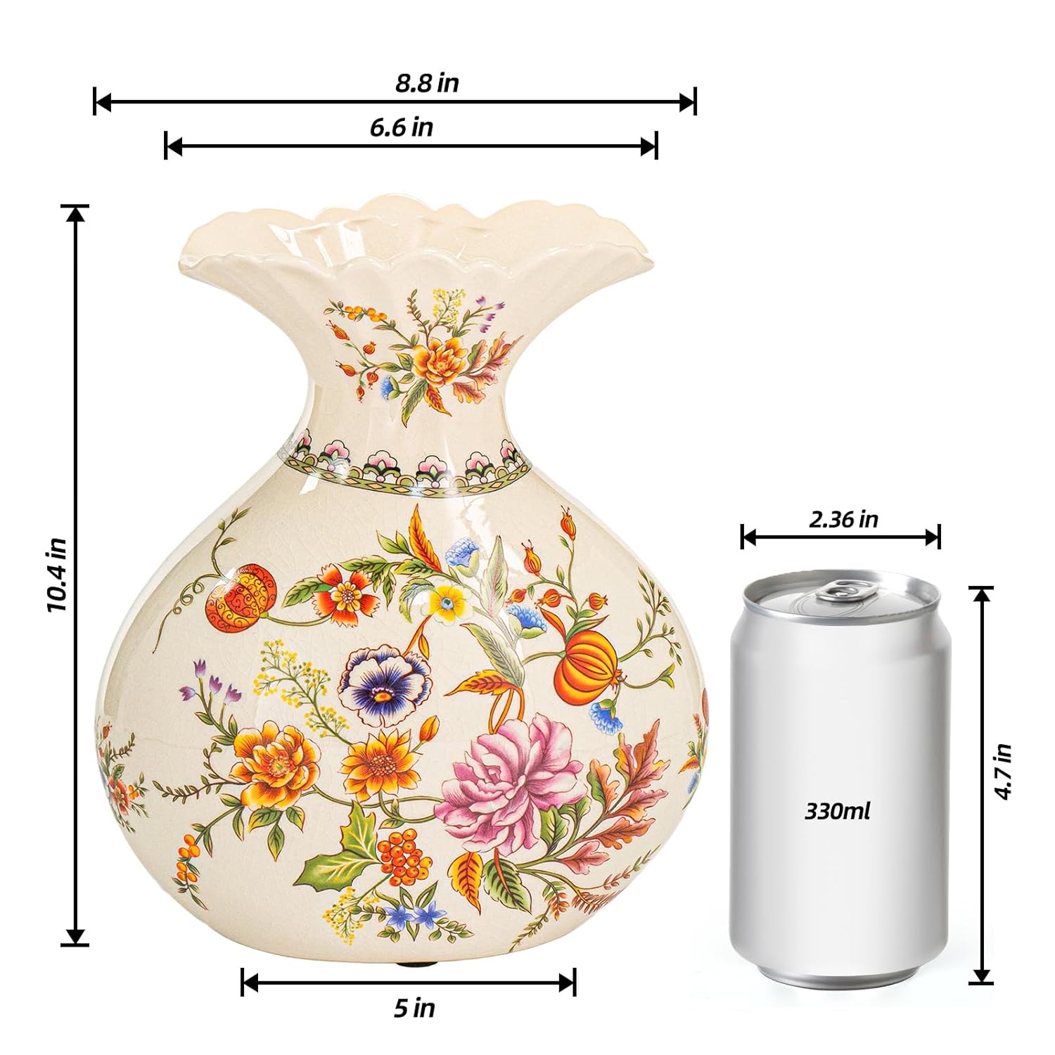 KAMMAK colorful hand blown glass vase with round wide mouth design