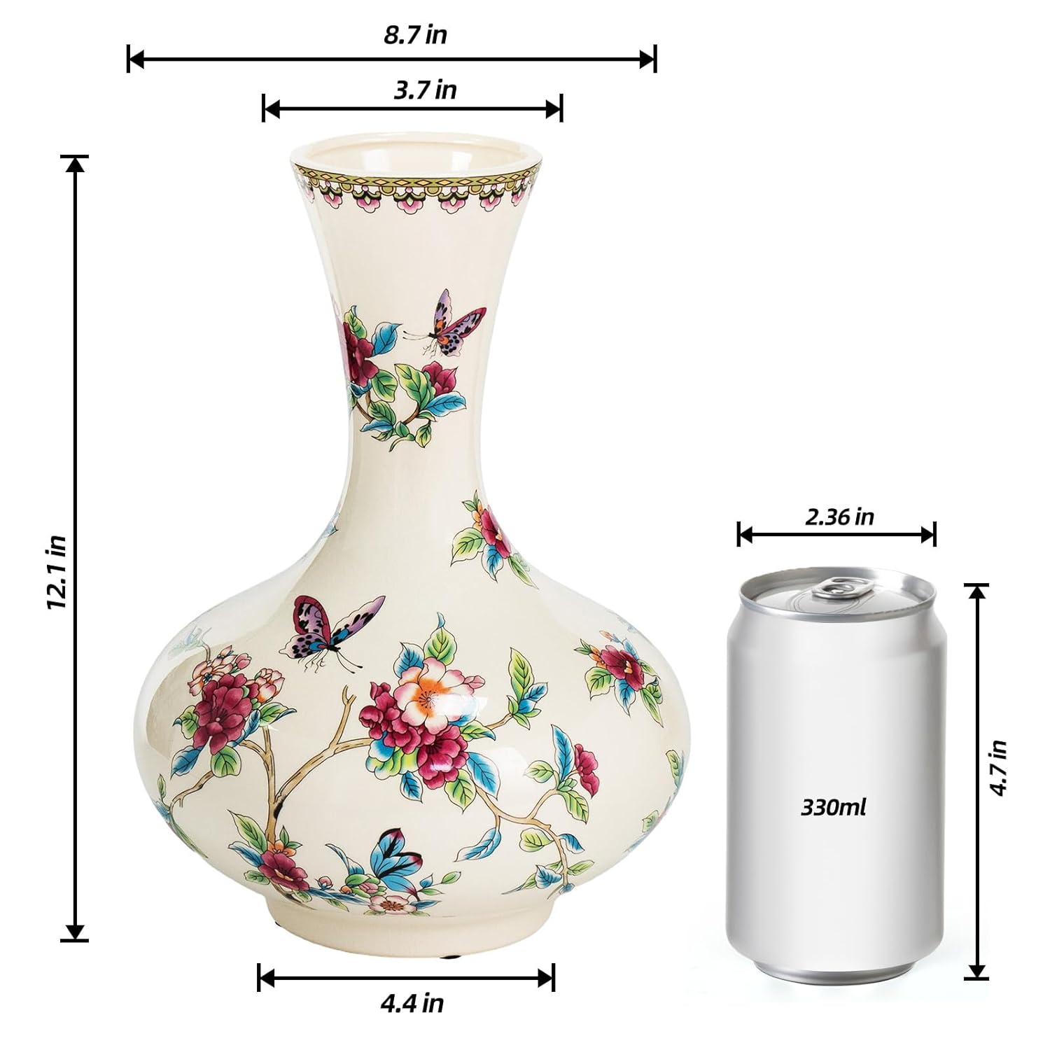 KAMMAK colorful hand blown glass vase with round wide mouth design