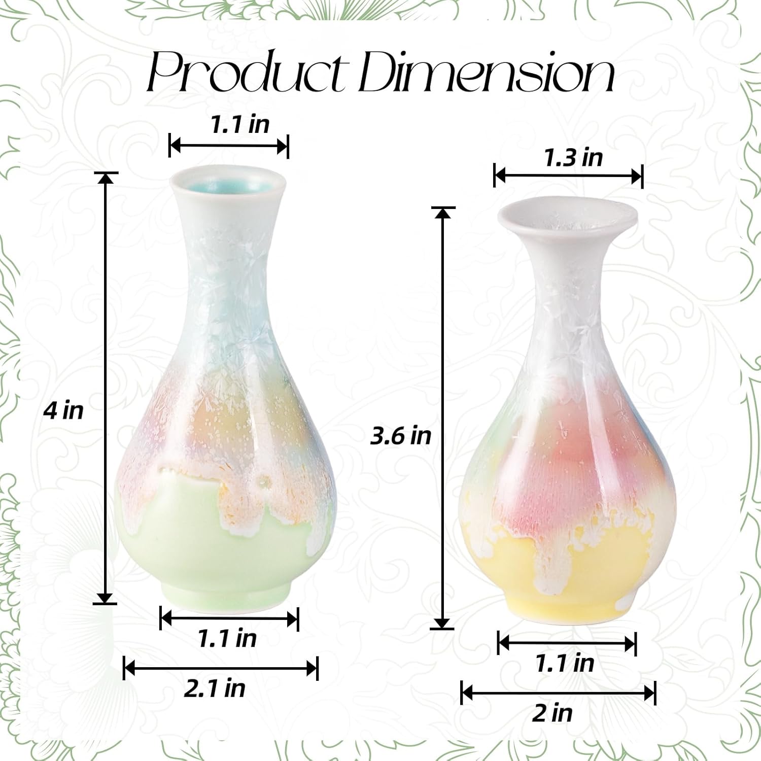 KAMMAK colored ceramic vase - beautiful hand-painted decorative vase with modern minimalist floral design