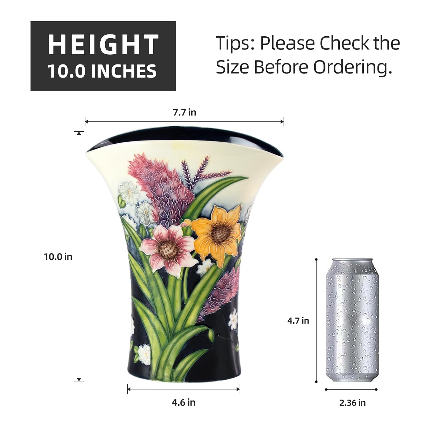 KAMMAK hand-painted ceramic vase with embossed floral details