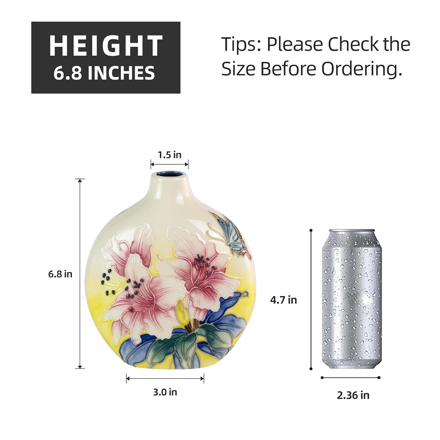 KAMMAK colored ceramic vase hand painted decorative vase