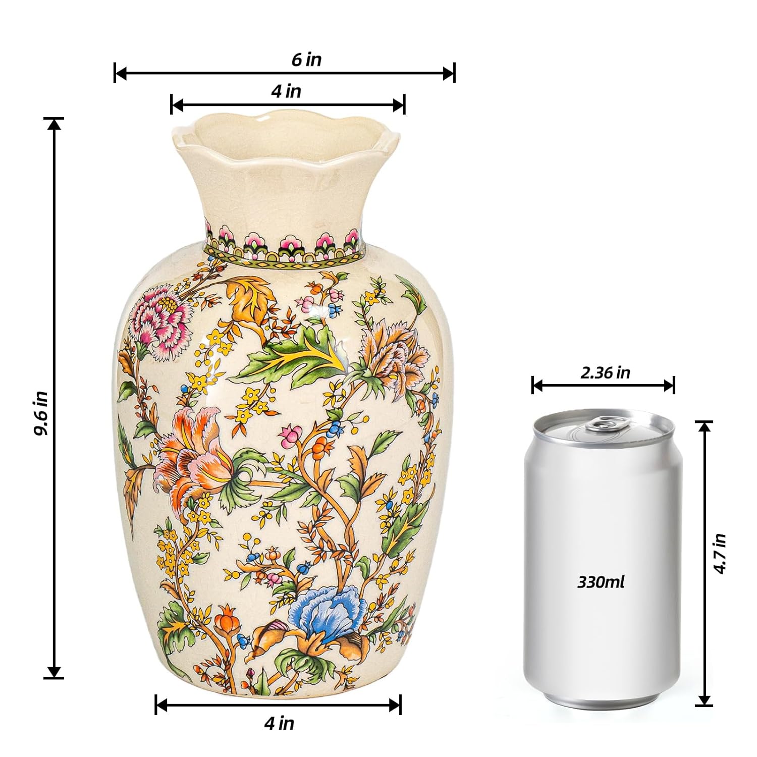 KAMMAK Colored Ceramic Vase - Beautiful Hand-painted Decorative Vase