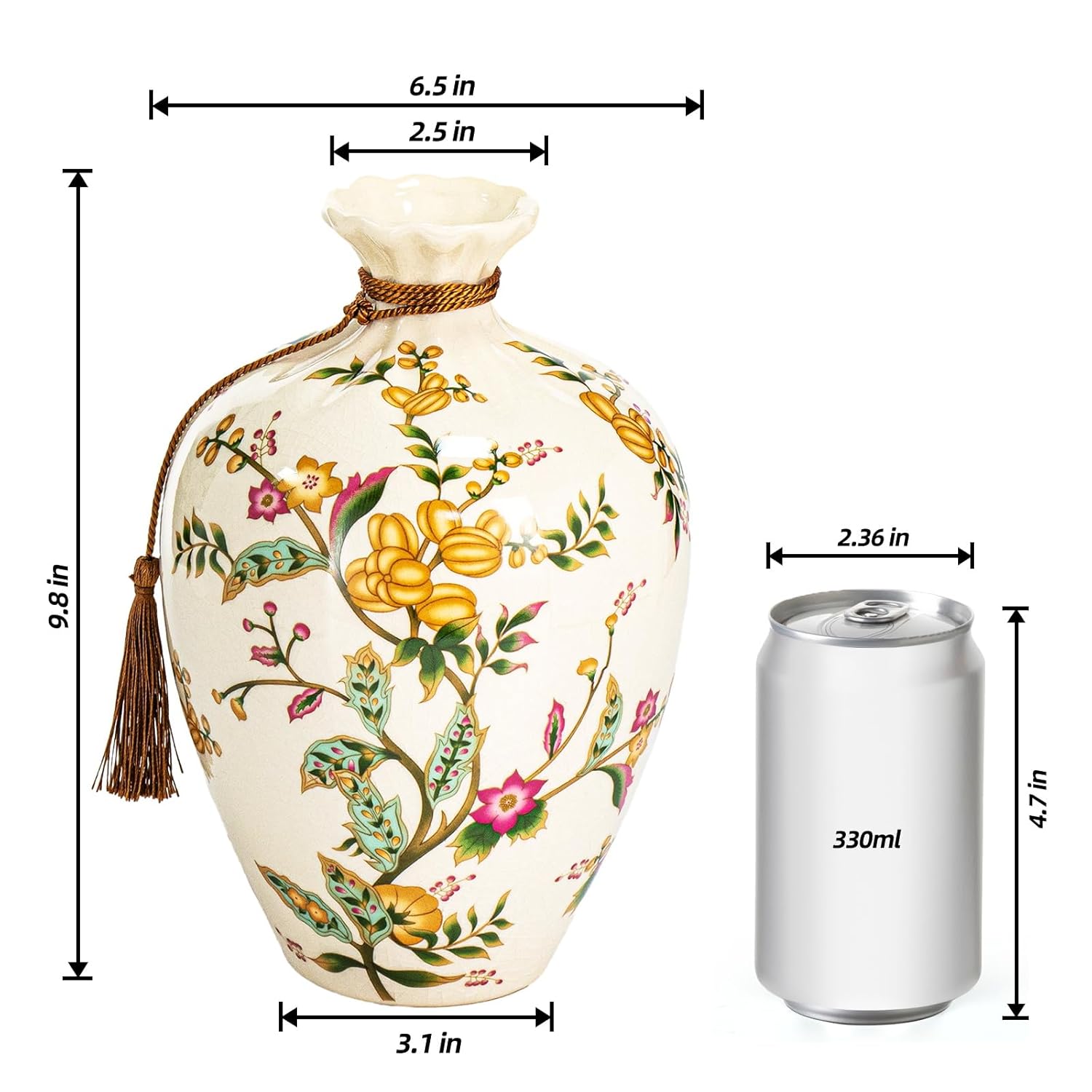 KAMMAK Colored Ceramic Vase - Beautiful Hand-painted Decorative Vase