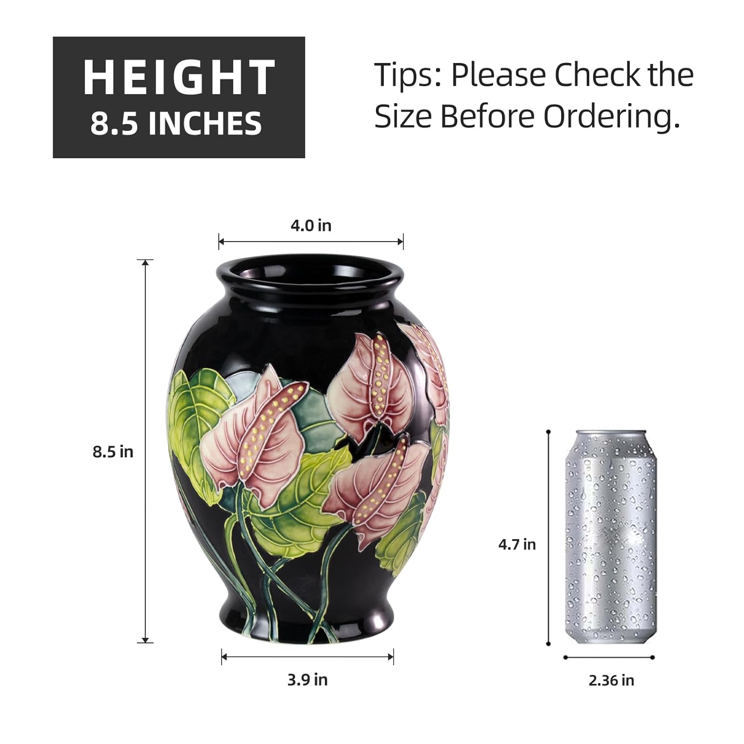 KAMMAK colored ceramic vase - hand-painted decorative vase with embossed floral details