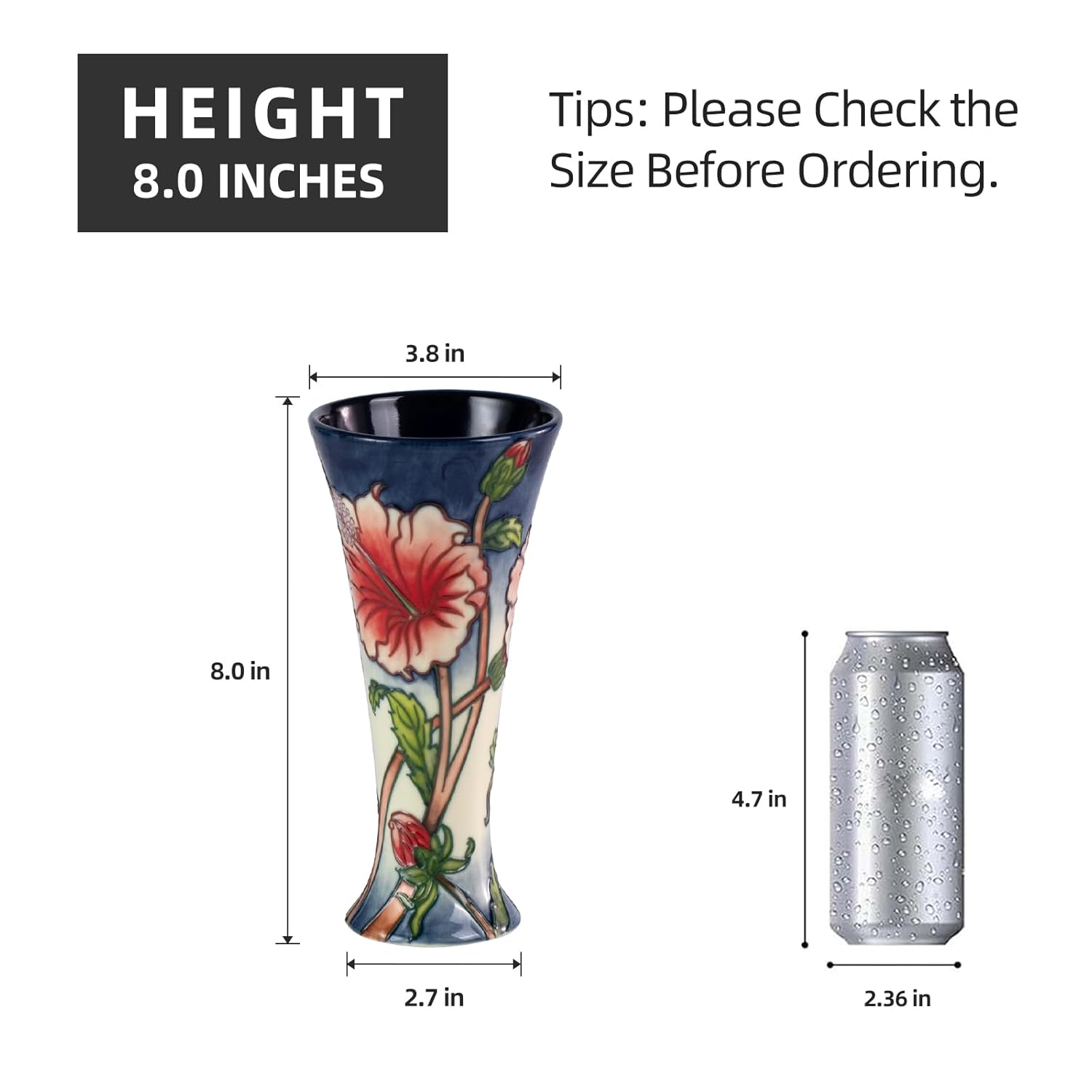 KAMMAK colored ceramic vase - hand painted decorative vase with embossed floral details