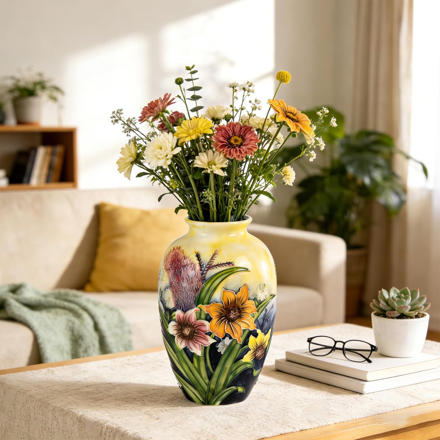 KAMMAK colored ceramic vase - embossed floral detail image 2
