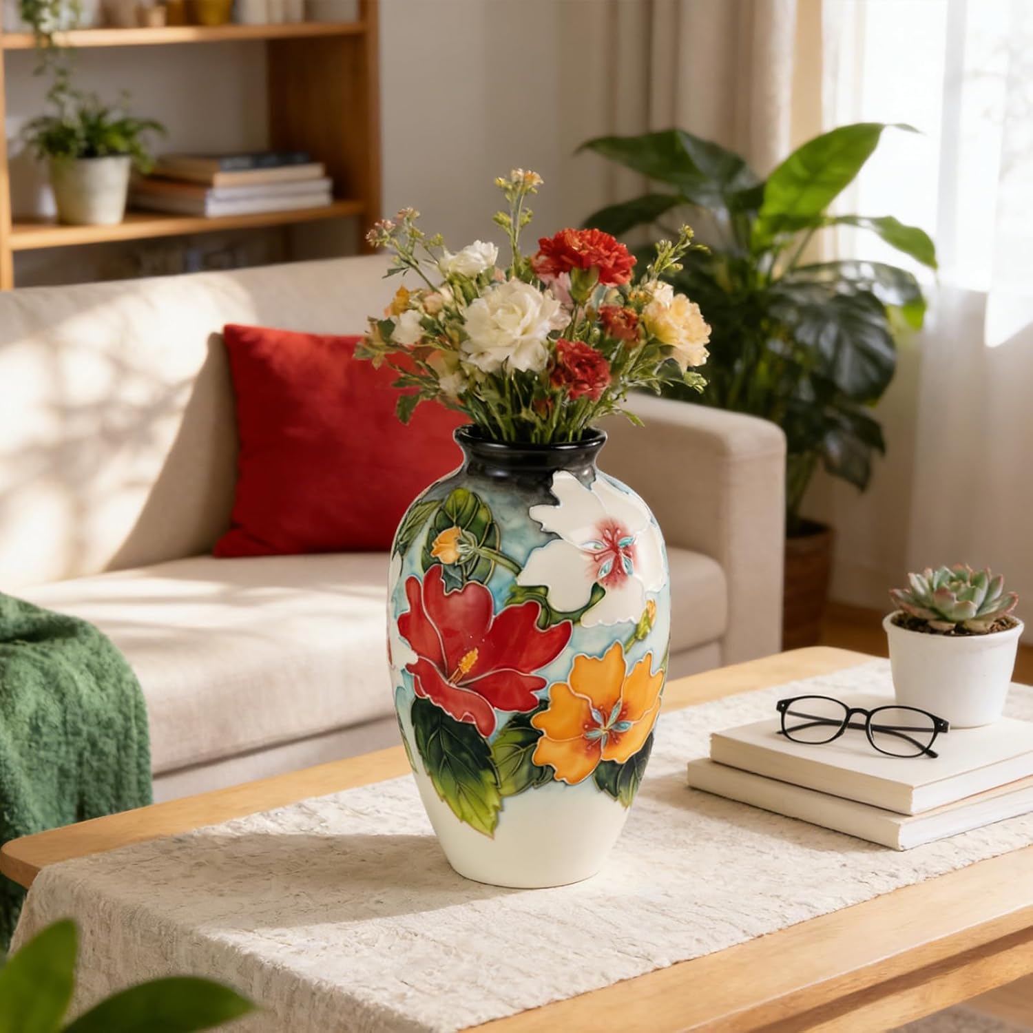 KAMMAK colored ceramic vase - embossed floral detail image 2