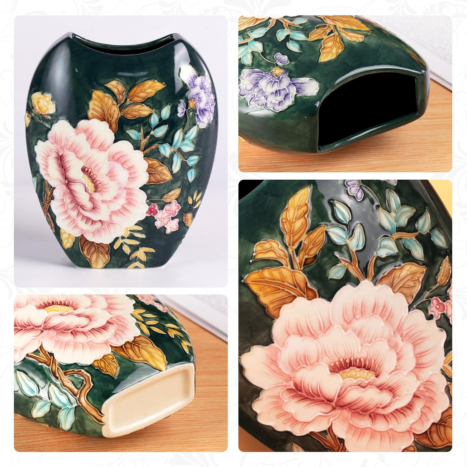 KAMMAK colored ceramic vase - hand painted ceramic detail image 3
