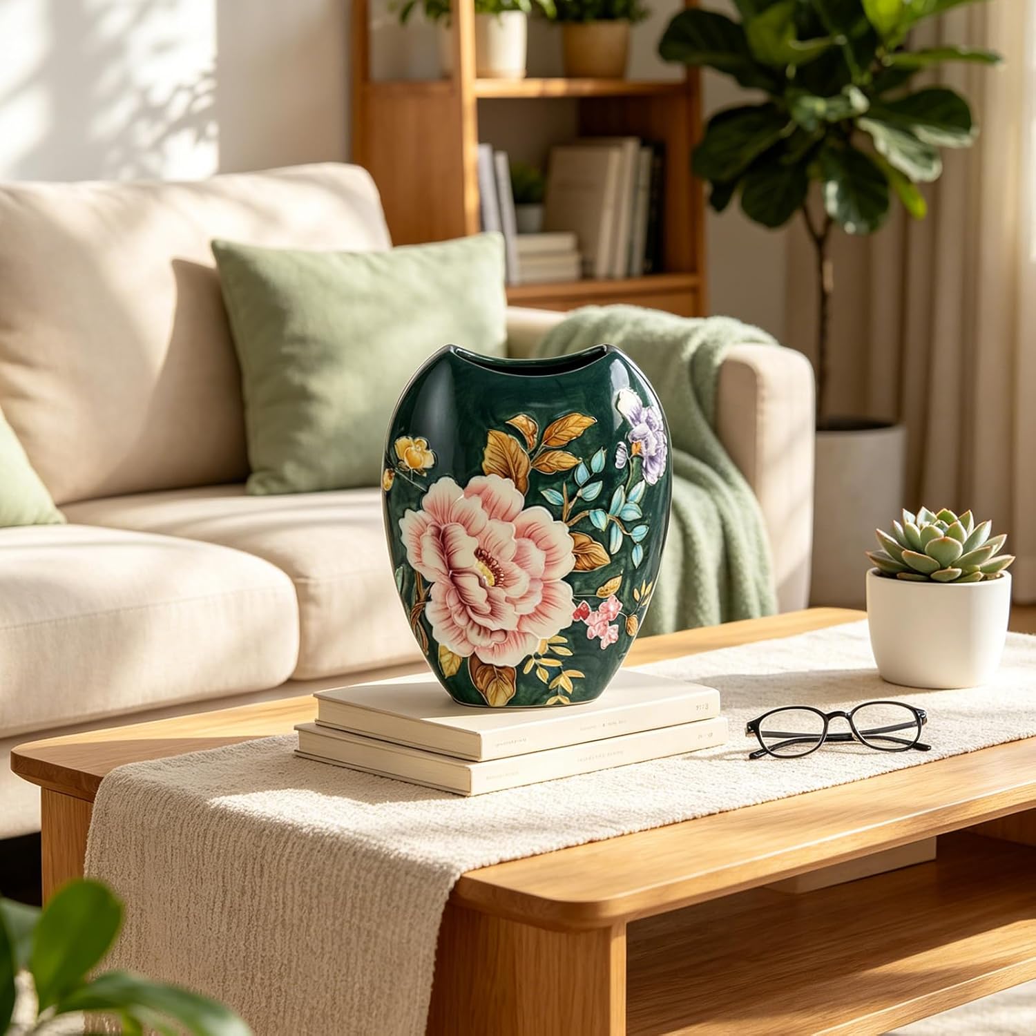 KAMMAK colored ceramic vase - embossed floral detail image 2