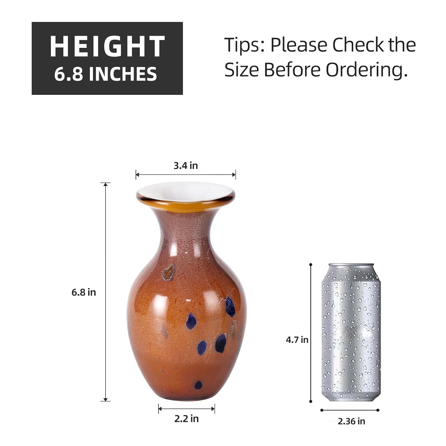 KAMMAK colored glass vase - hand blown decorative modern art vase